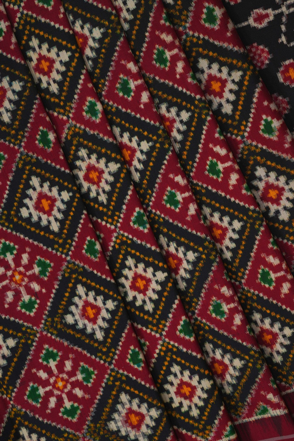 Image of Pochampally Ikat Silk Maroon Saree