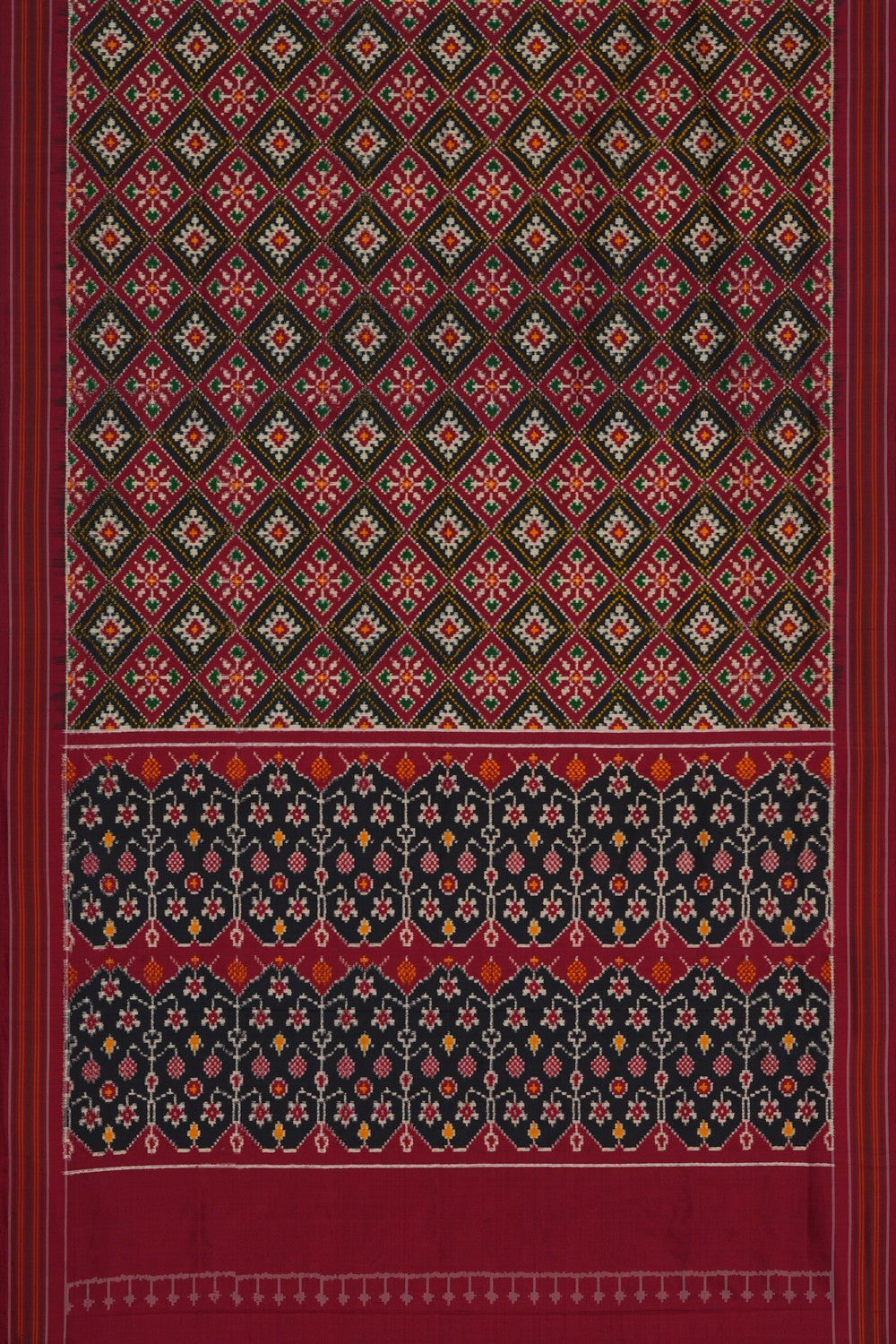 Image of Pochampally Ikat Silk Maroon Saree