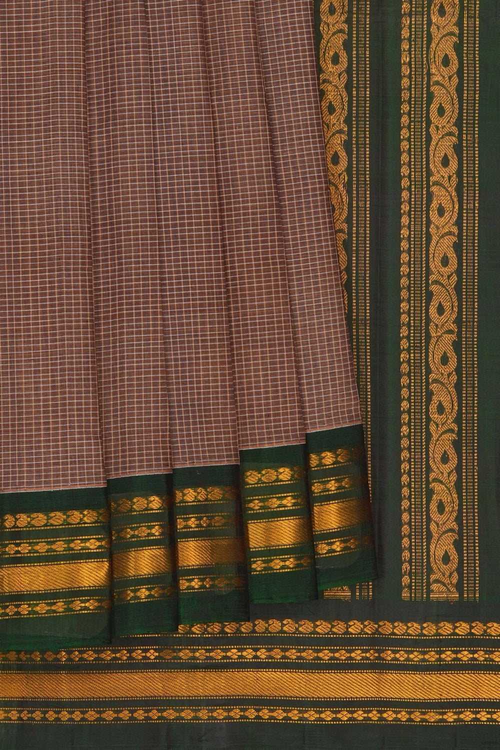 Image of Gadwal Cotton Beige Saree