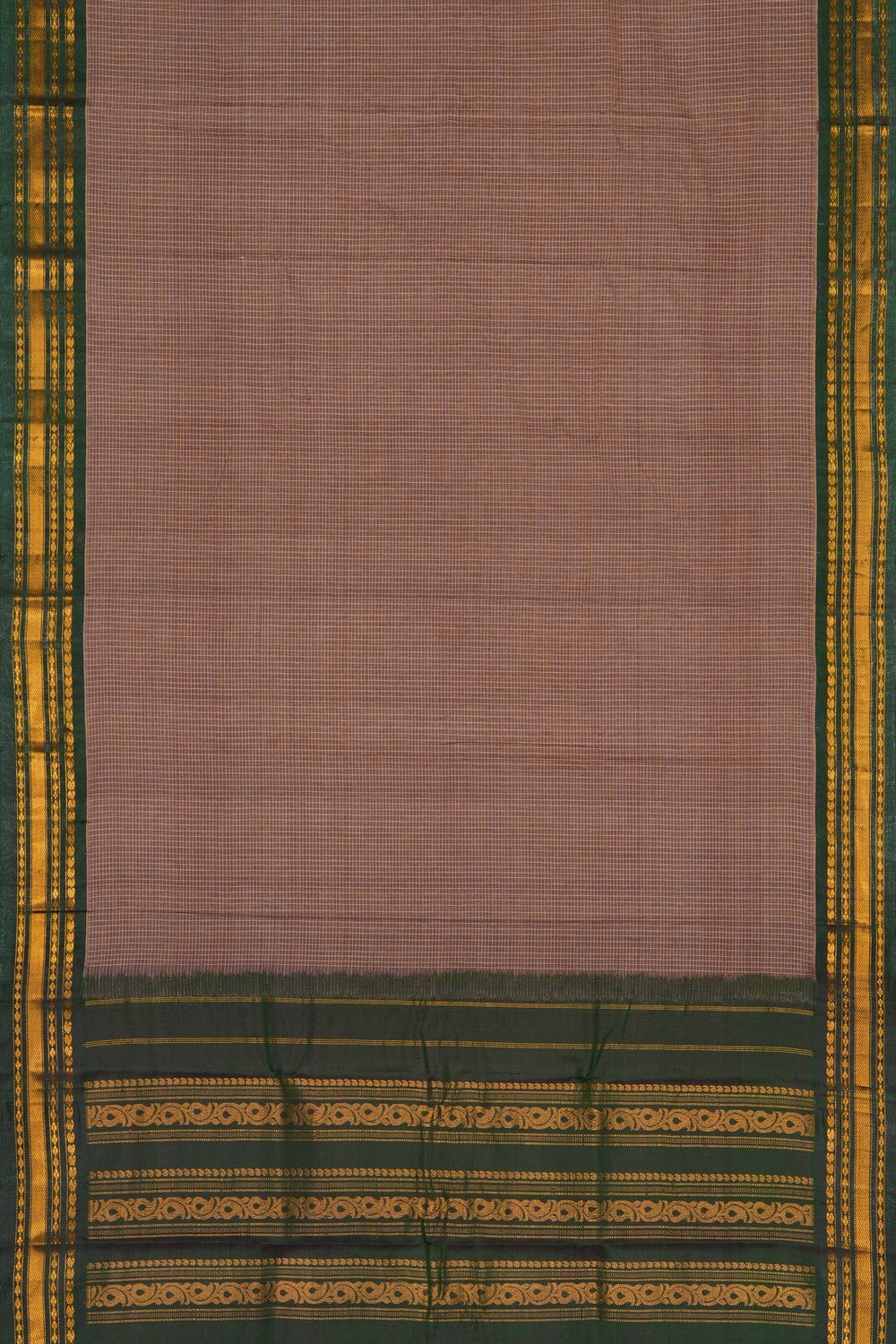 Image of Gadwal Cotton Beige Saree