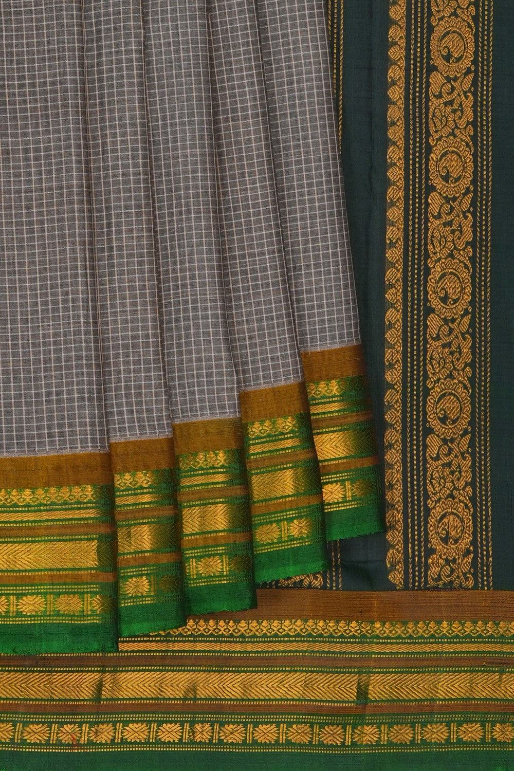 Image of Gadwal Cotton Grey Saree