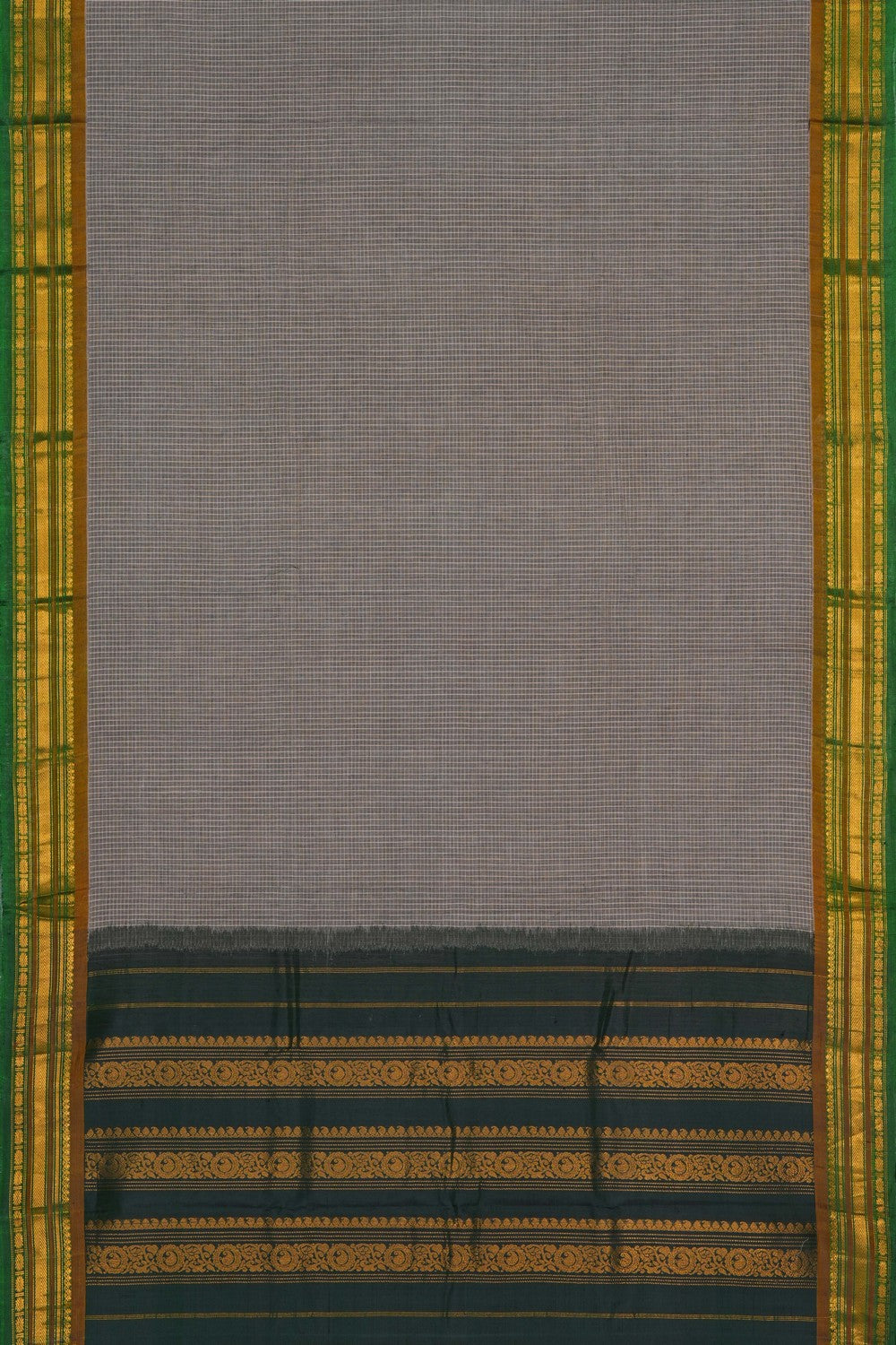 Image of Gadwal Cotton Grey Saree
