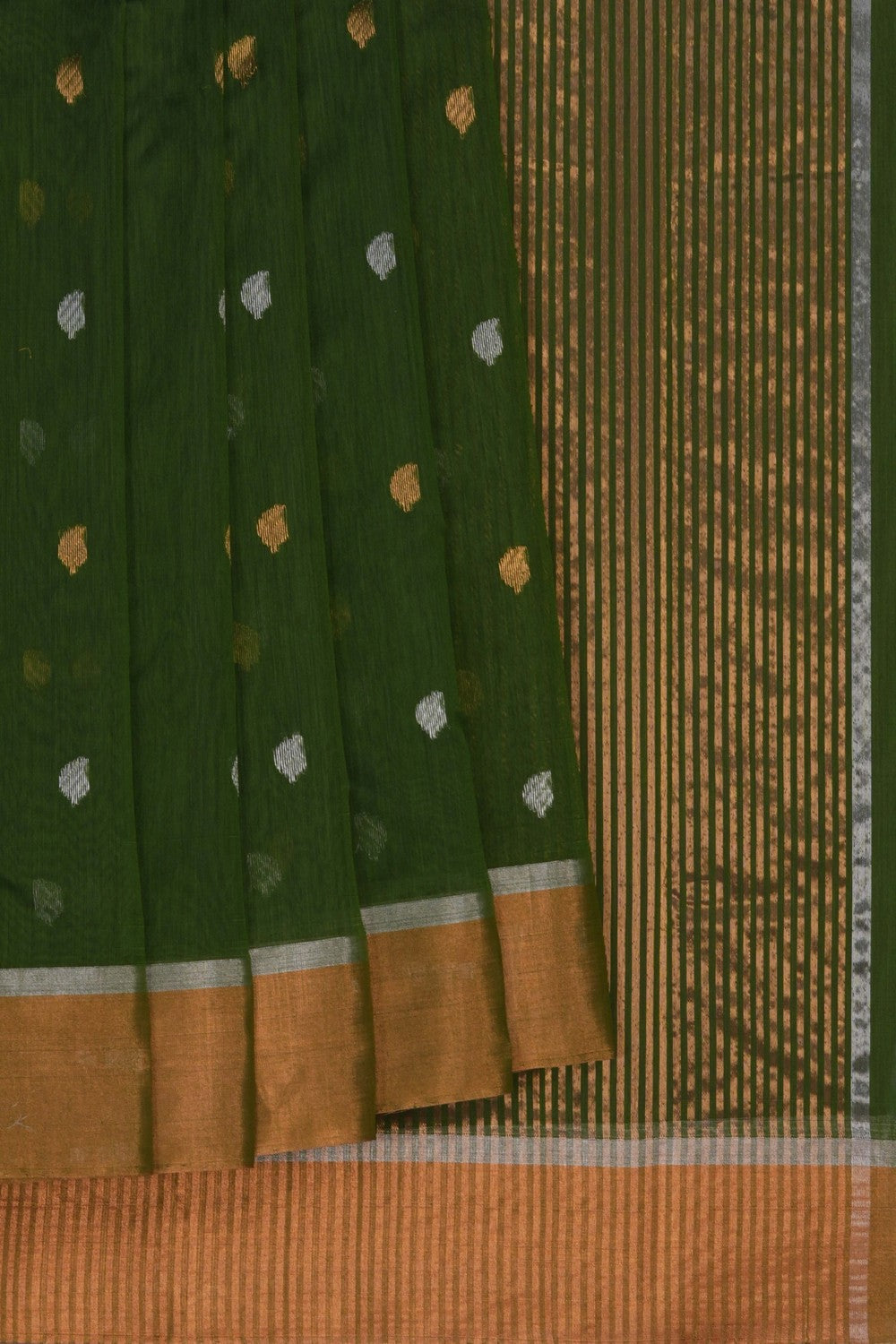 Image of Chanderi Silk Cotton Green Saree