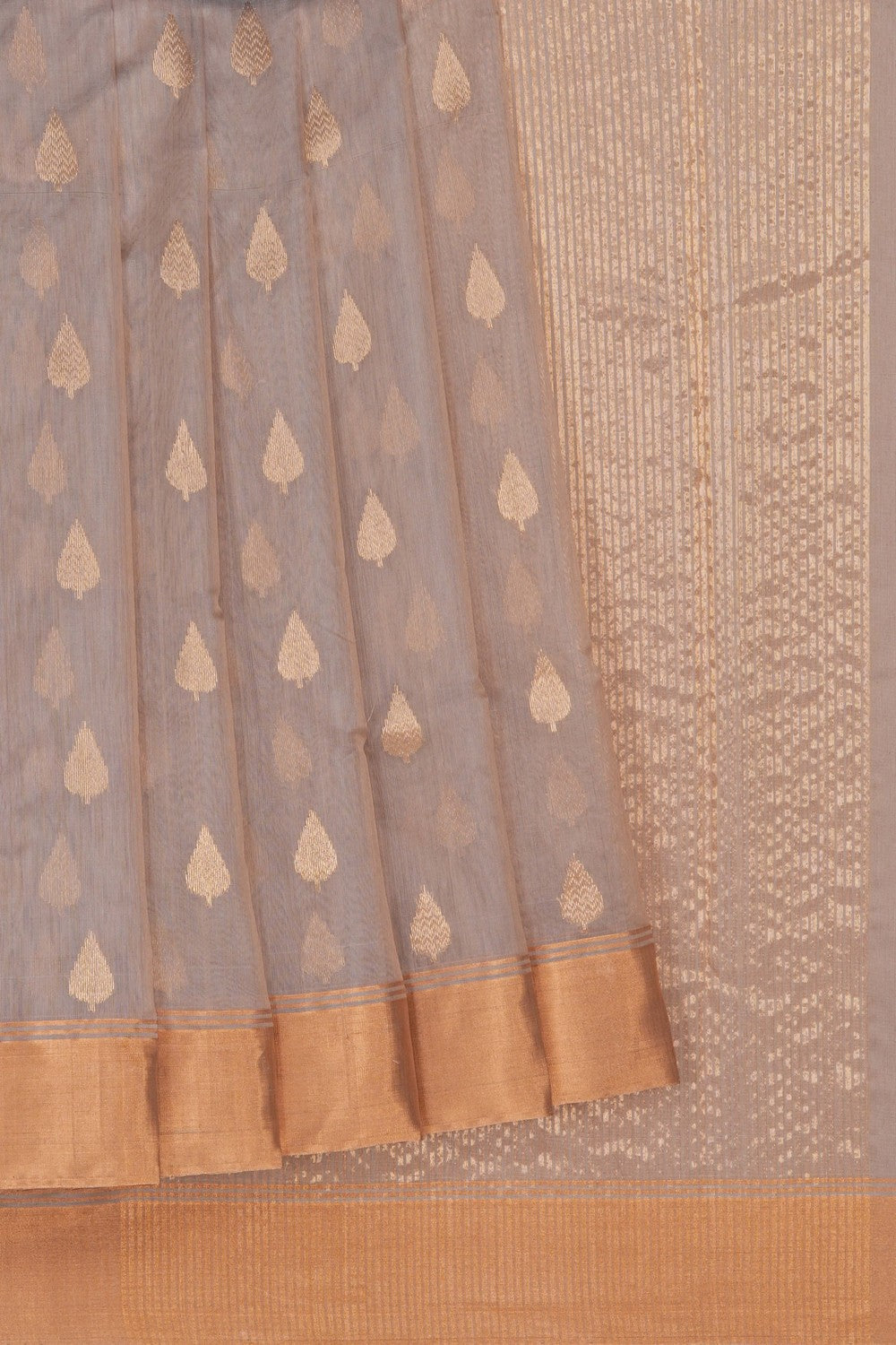 Image of Chanderi Silk Cotton Grey Saree