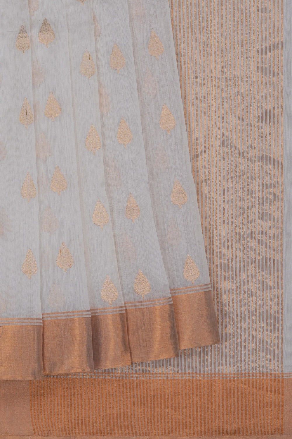 Image of Chanderi Silk Cotton Off-White Saree
