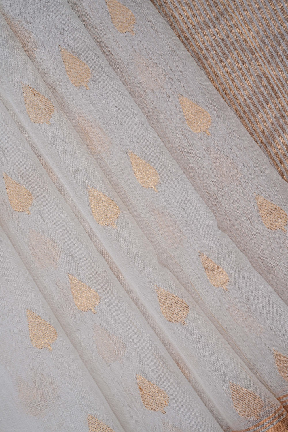 Image of Chanderi Silk Cotton Off-White Saree