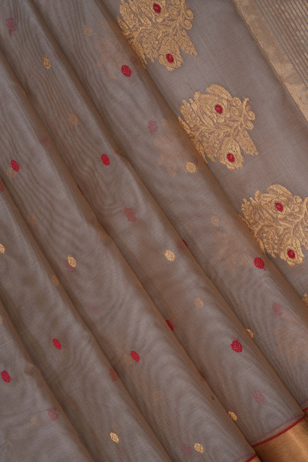 Image of Grey Kora Chanderi Saree