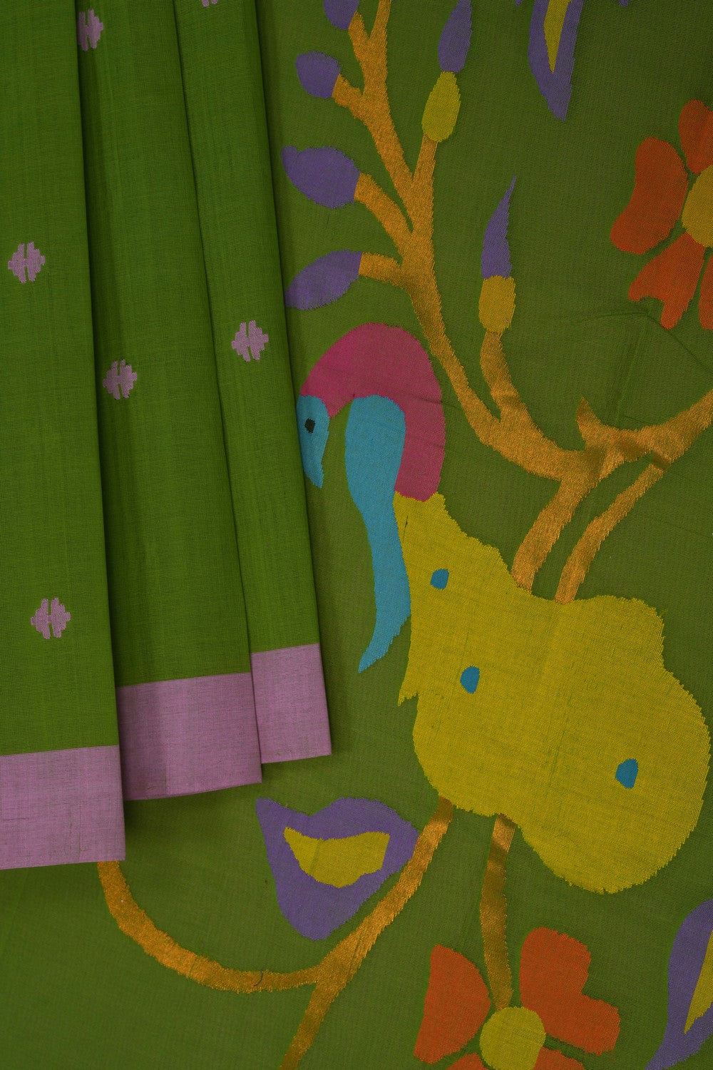 Image of Ponduru Cotton Green Saree