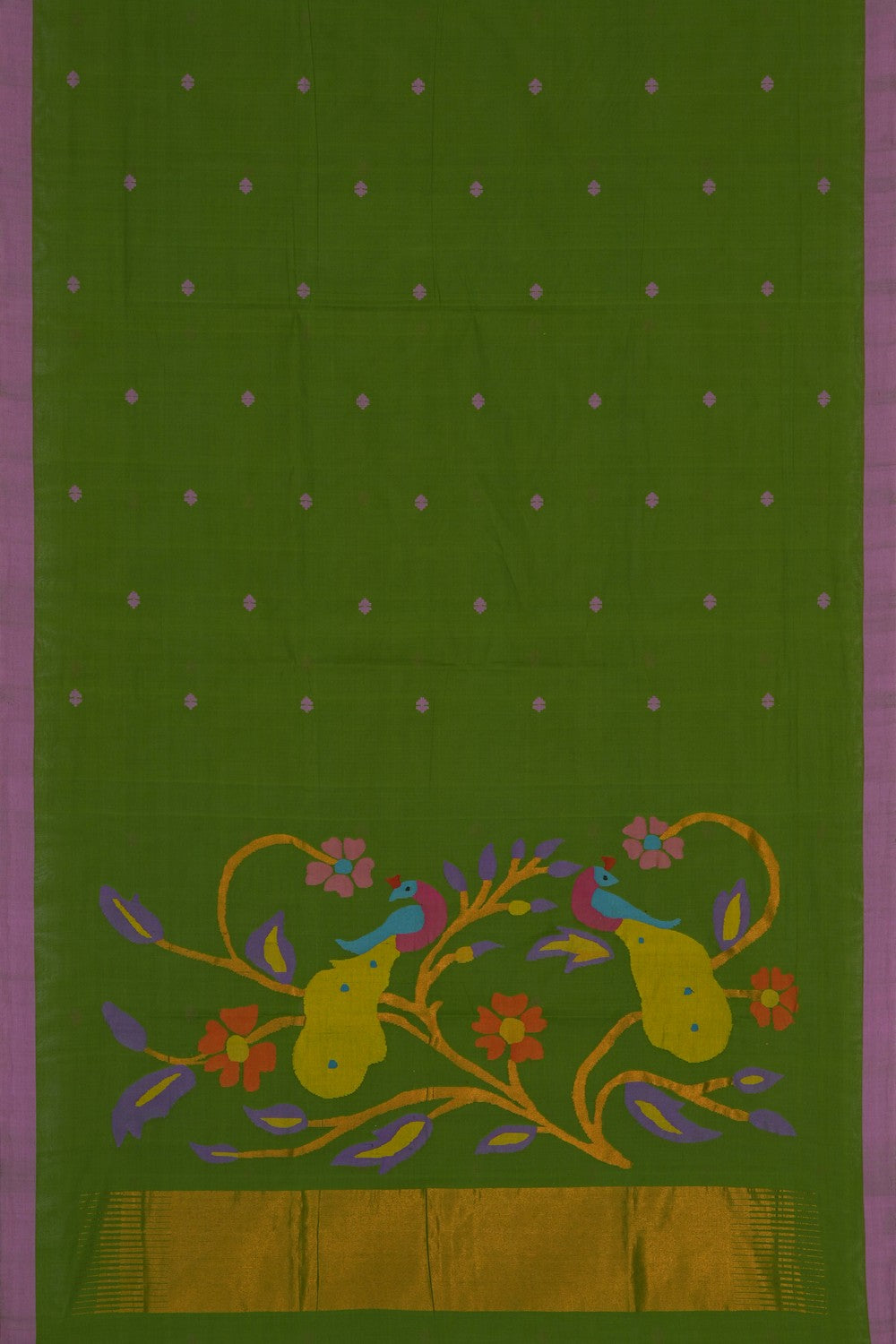 Image of Ponduru Cotton Green Saree