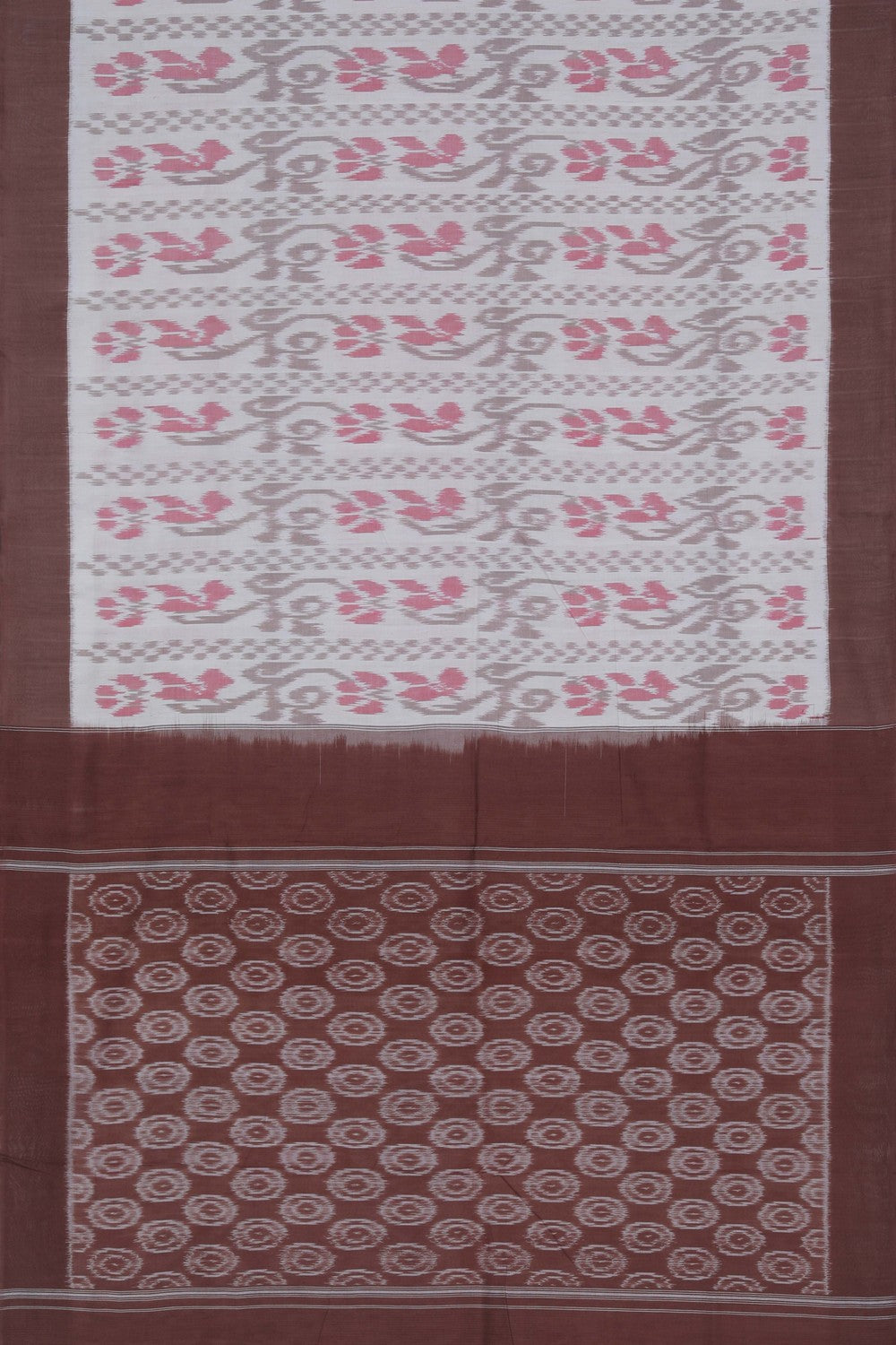 Image of Pochampally Ikat Cotton Off-White Saree