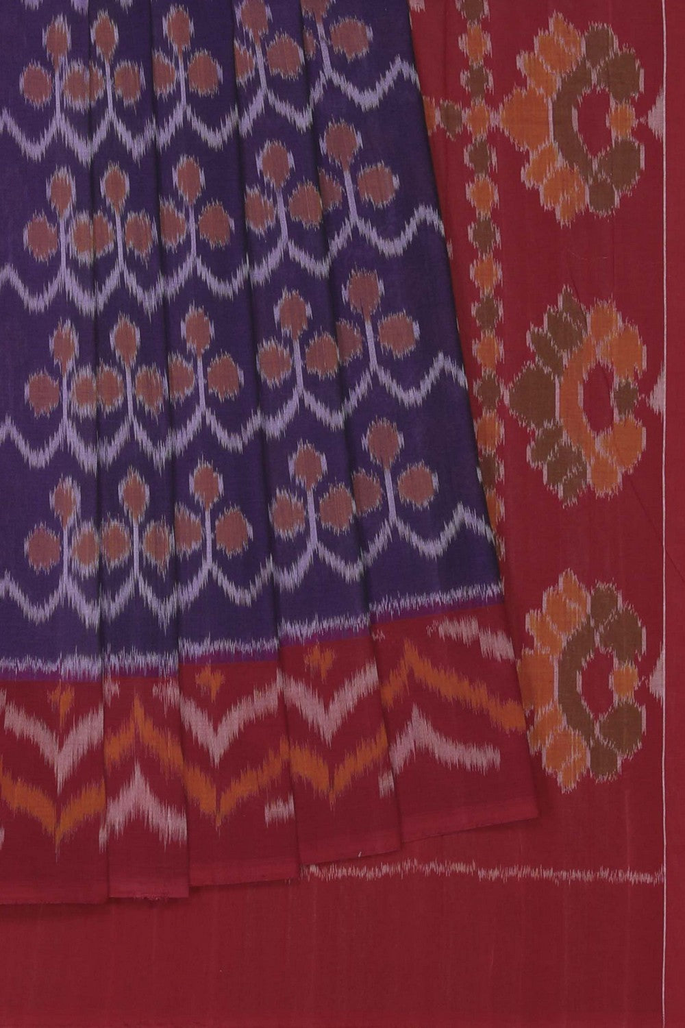 Image of Pochampally Ikat Cotton Purple Saree