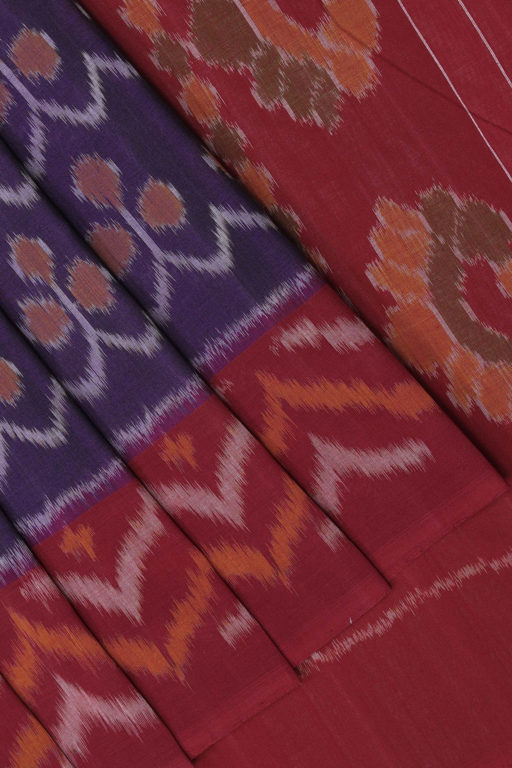 Image of Pochampally Ikat Cotton Purple Saree