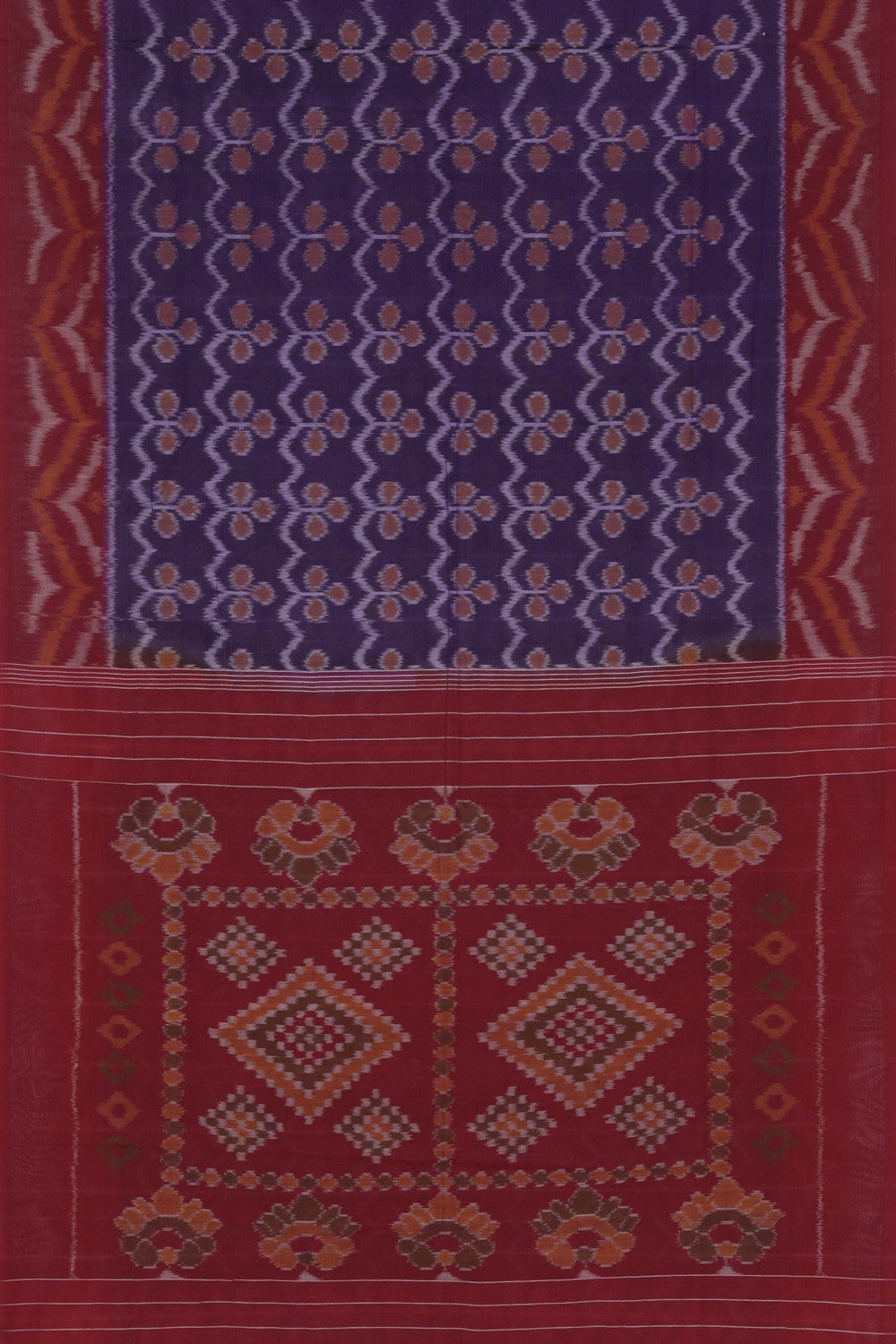 Image of Pochampally Ikat Cotton Purple Saree