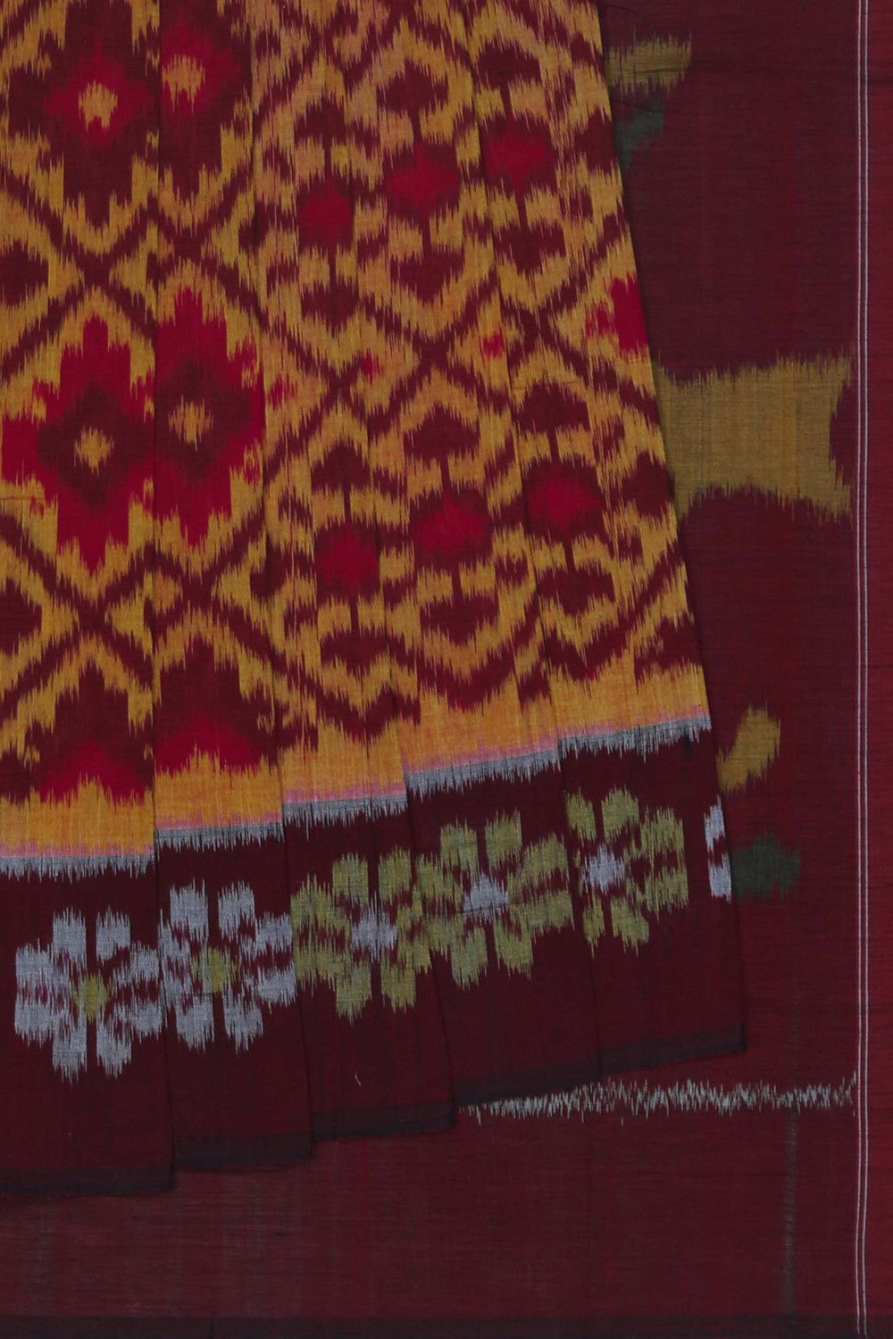 Image of Pochampally Ikat Cotton Orange Saree