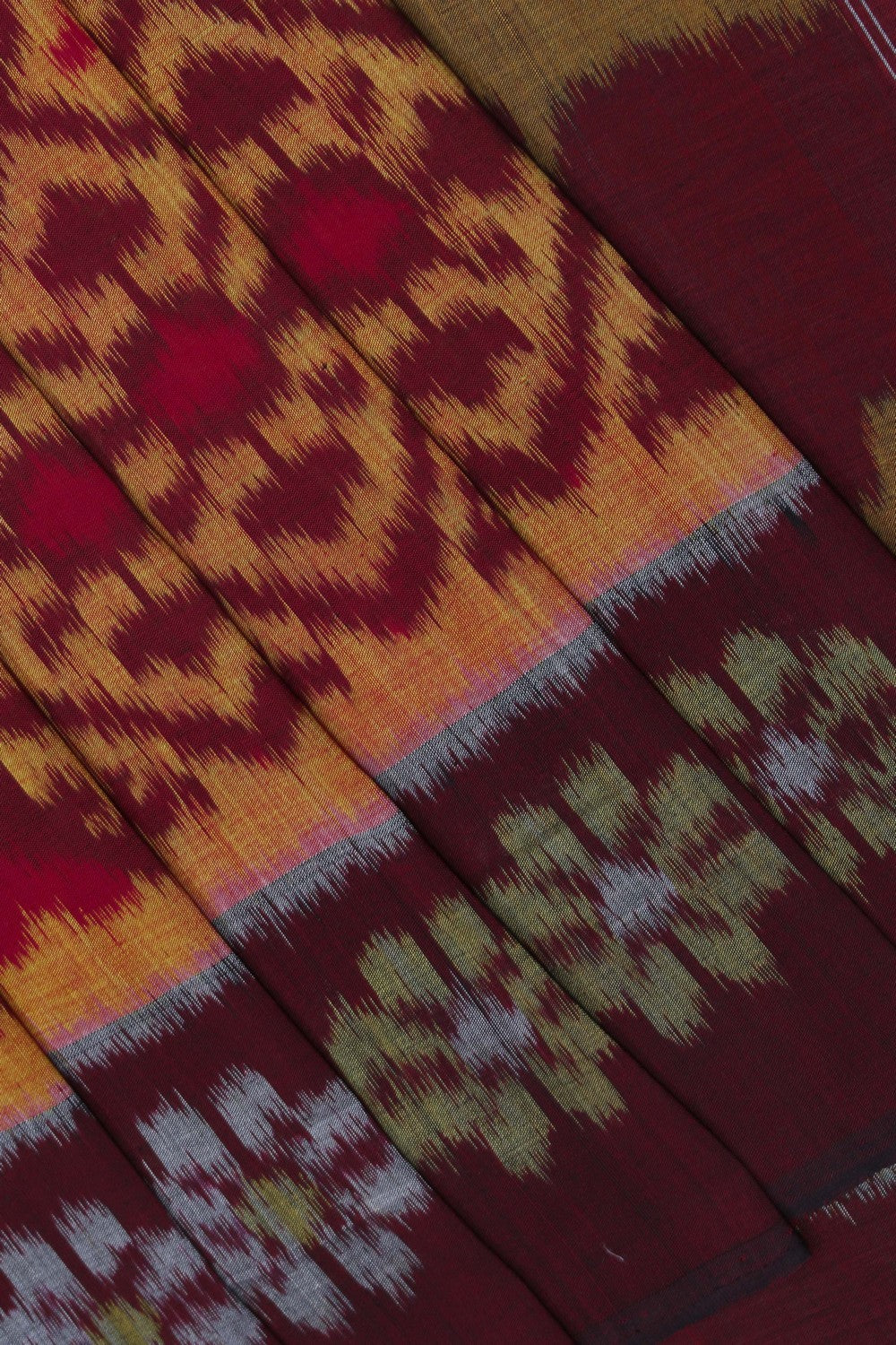 Image of Pochampally Ikat Cotton Orange Saree