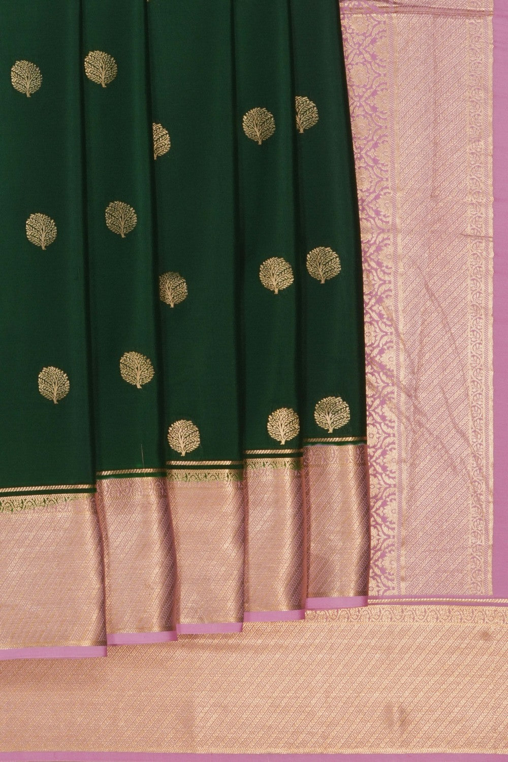 Image of Bottle Green Crepe Silk Saree