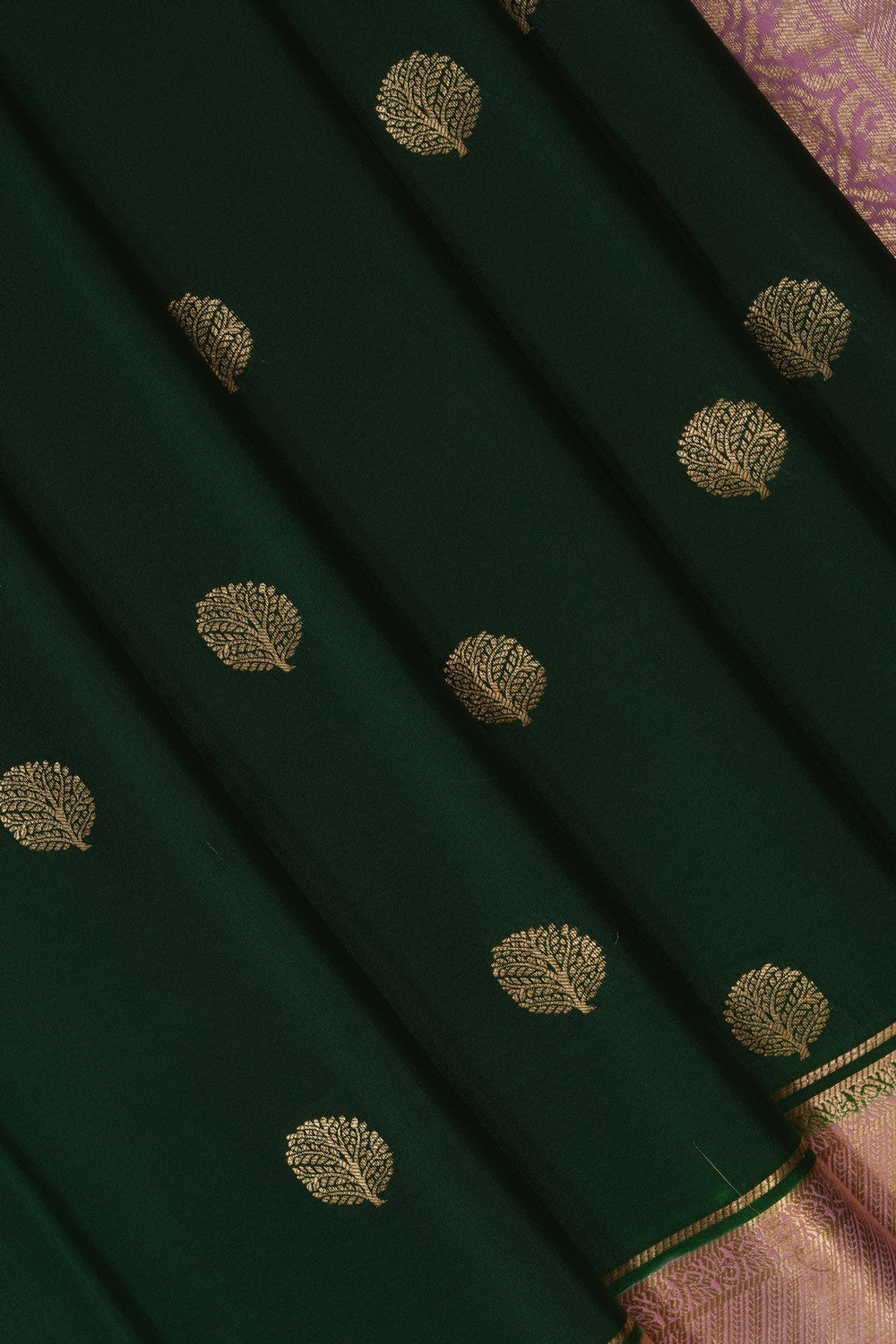 Image of Bottle Green Crepe Silk Saree
