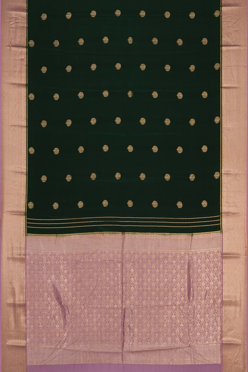 Image of Bottle Green Crepe Silk Saree