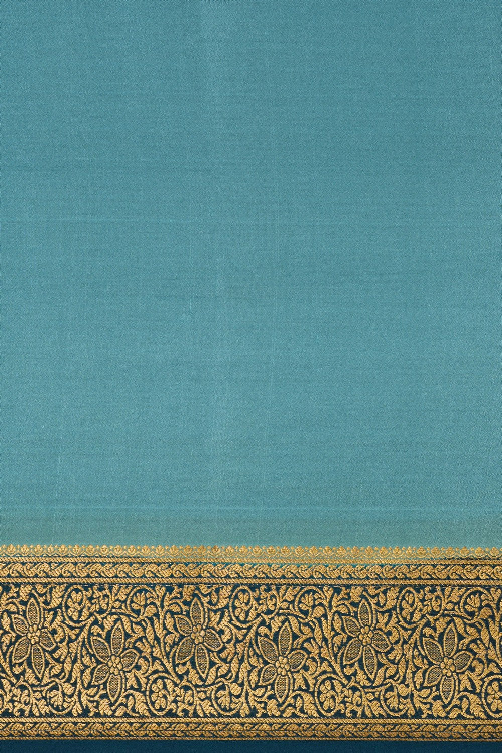 Image of Teal-Blue Crepe Silk Saree
