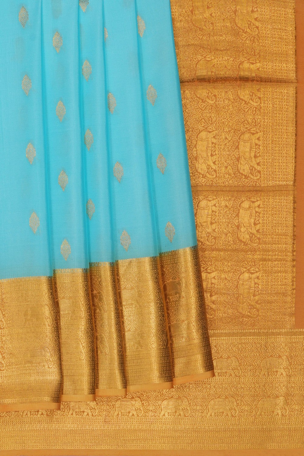 Image of Sky Blue Crepe Silk Saree