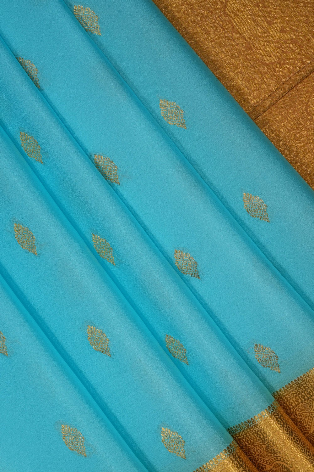 Image of Sky Blue Crepe Silk Saree