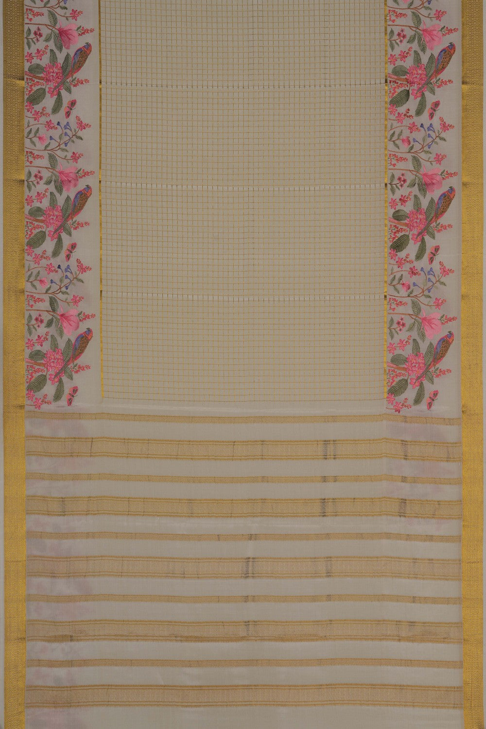 Image of Cream Crepe Silk Saree