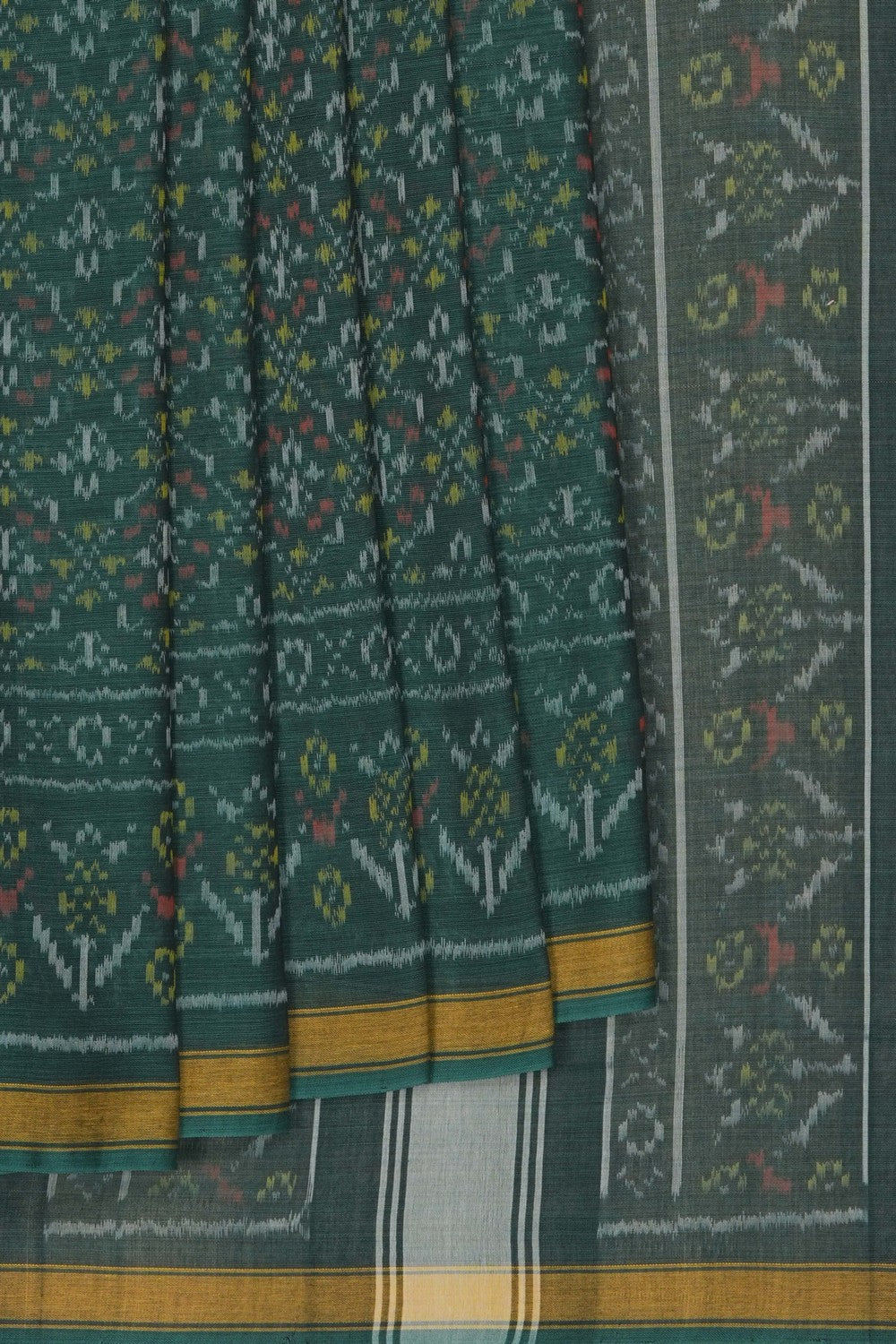 Image of Green Rajkot Cotton Saree