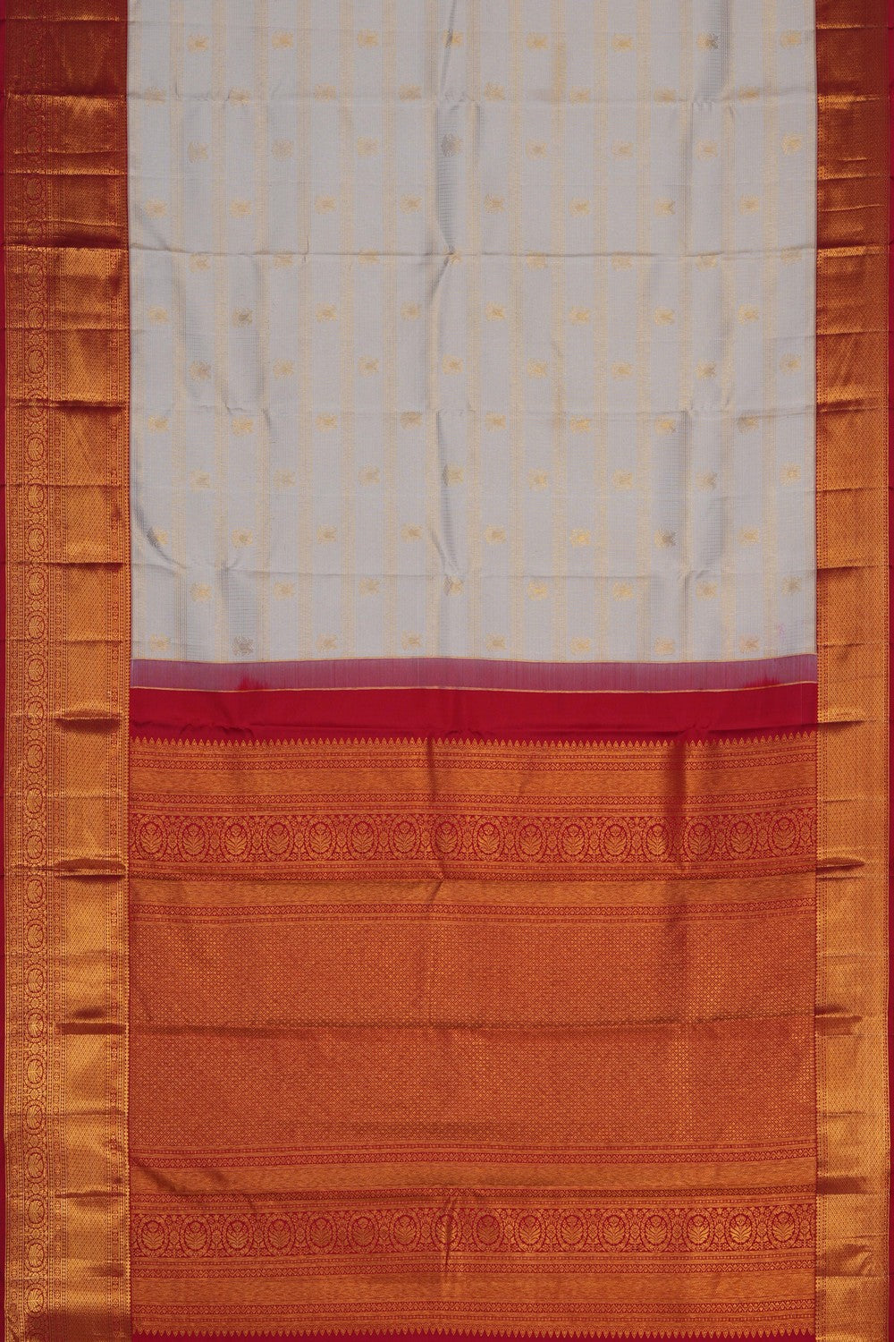 Image of Off-White Brocade Kanchipattu Saree