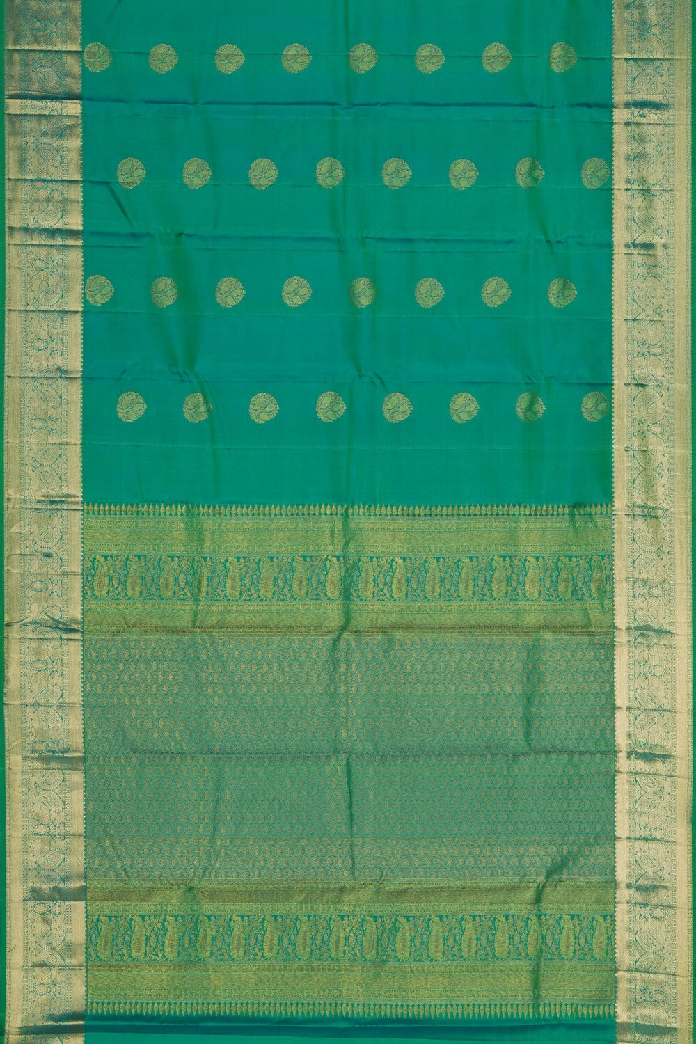 Image of Teal Green South Silk Saree