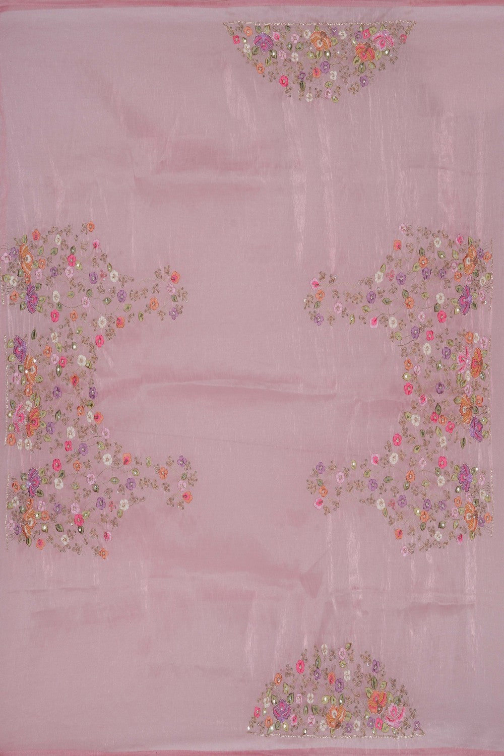 Image of A Pink Tissue Embroidered Saree