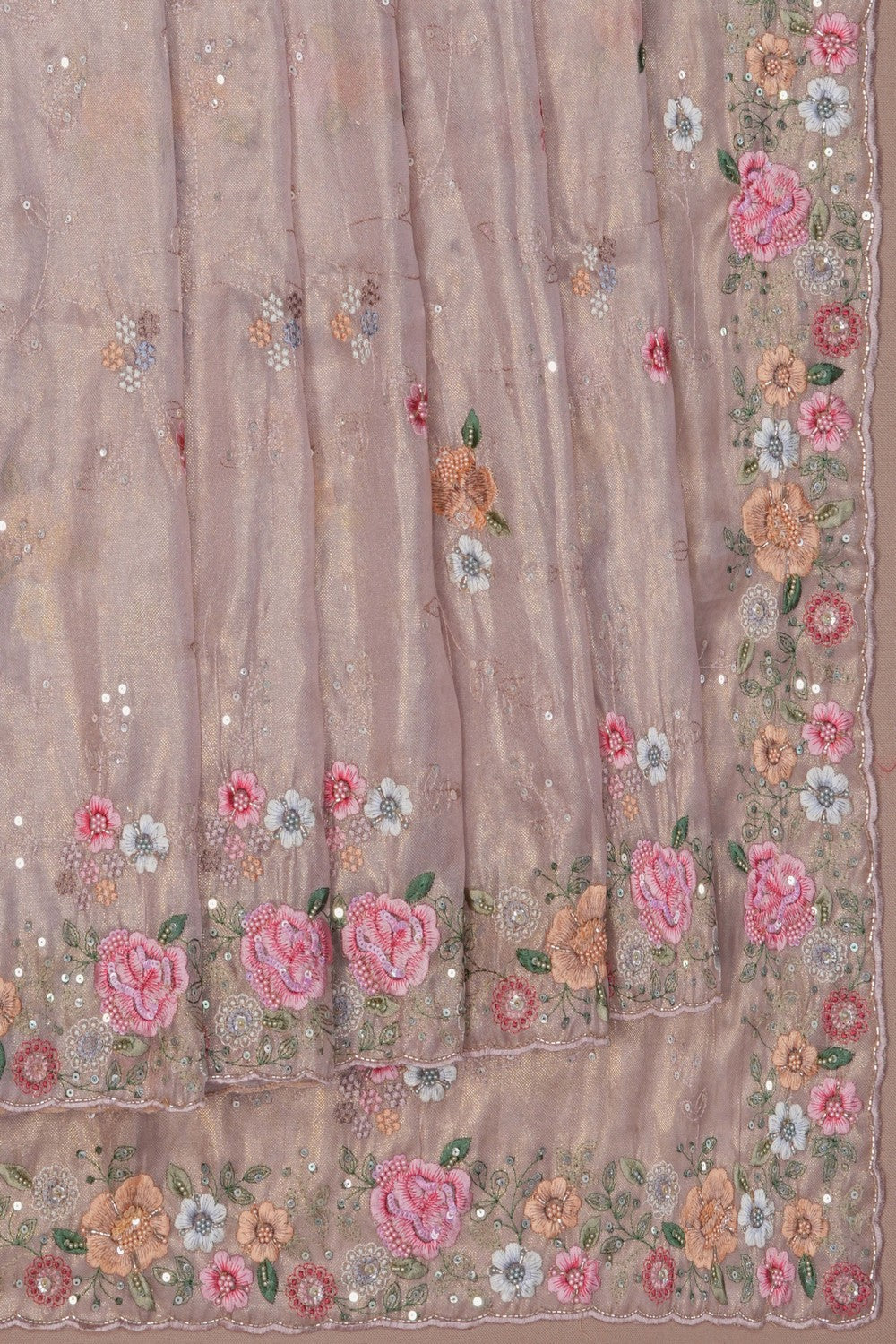 Image of A Gold Tissue Embroidered Saree