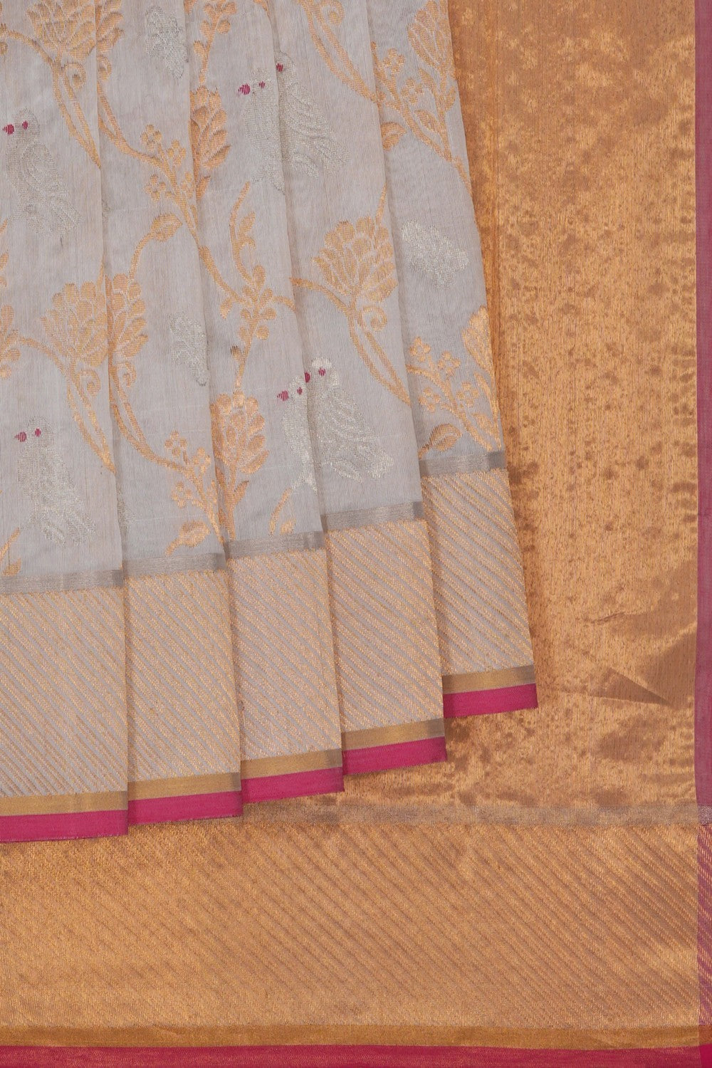 Image of A Classy White Chanderi Silk Cotton Saree