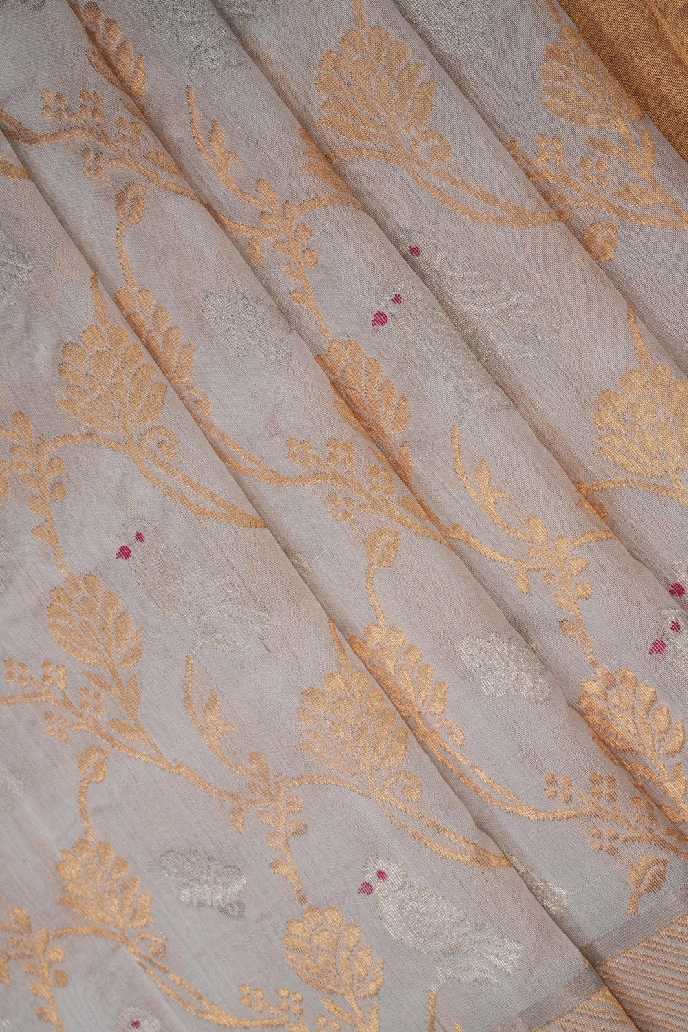 Image of A Classy White Chanderi Silk Cotton Saree
