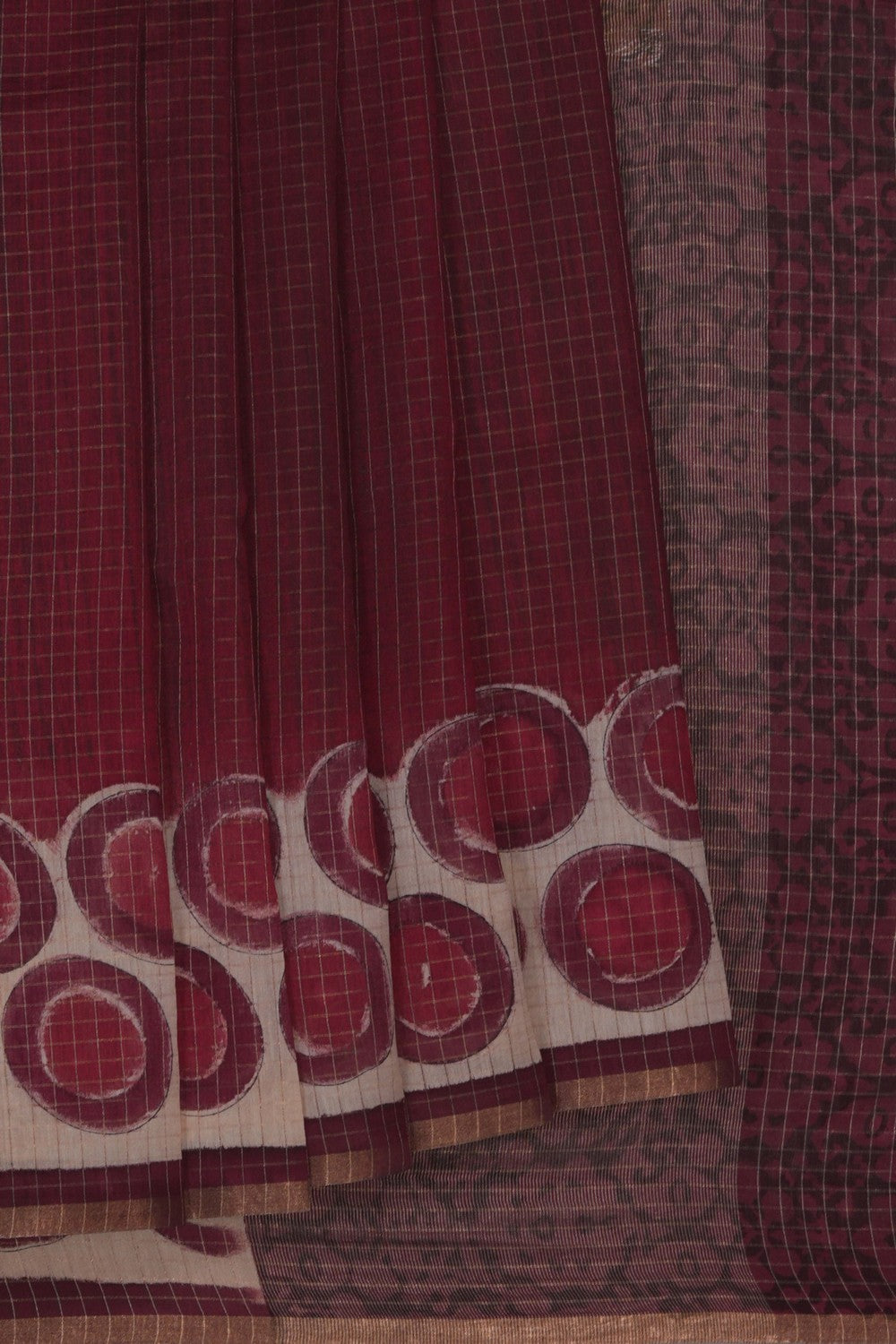 Image of Brown Zari Check Pattern Saree