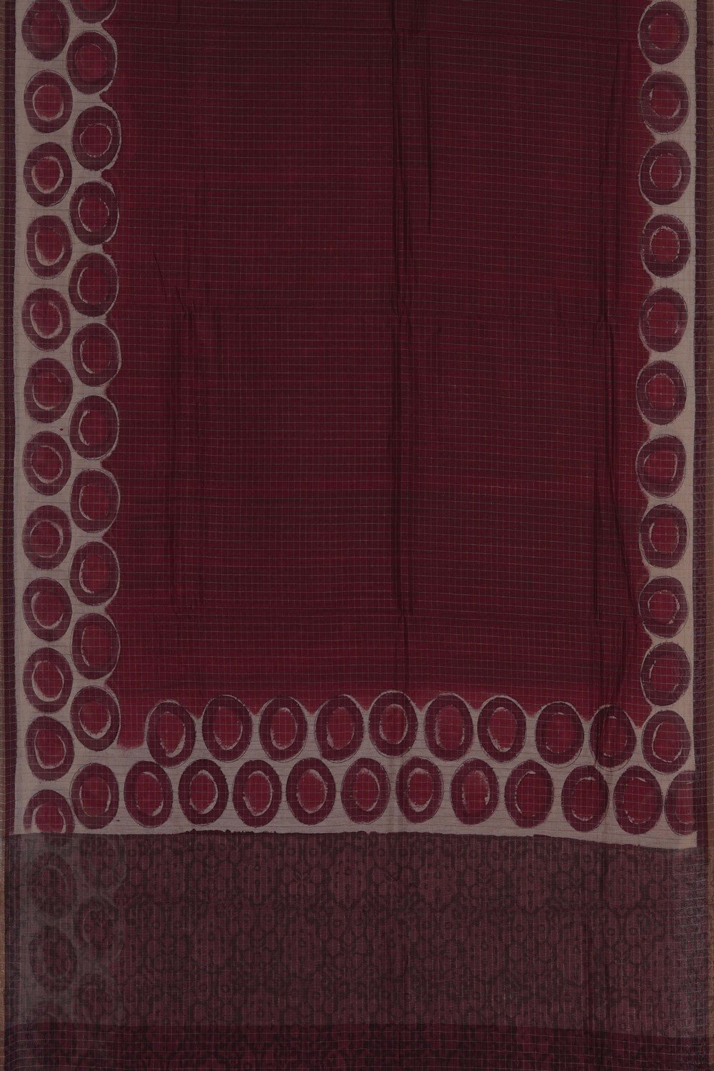 Image of Brown Zari Check Pattern Saree