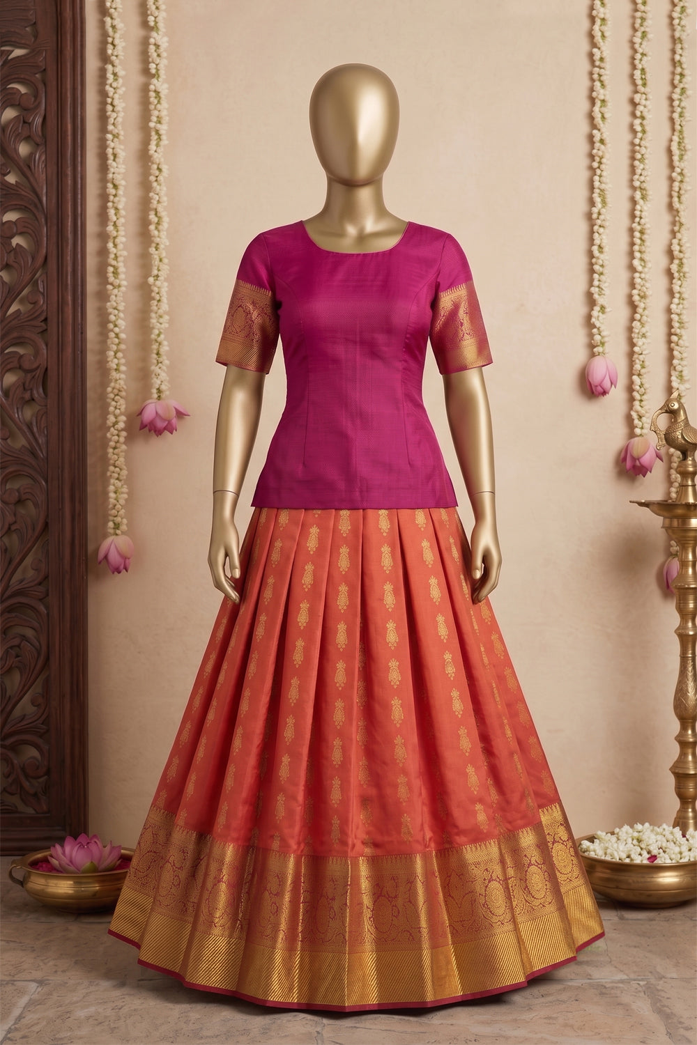 Image of Kanchipattu Pavada Unstitched Set