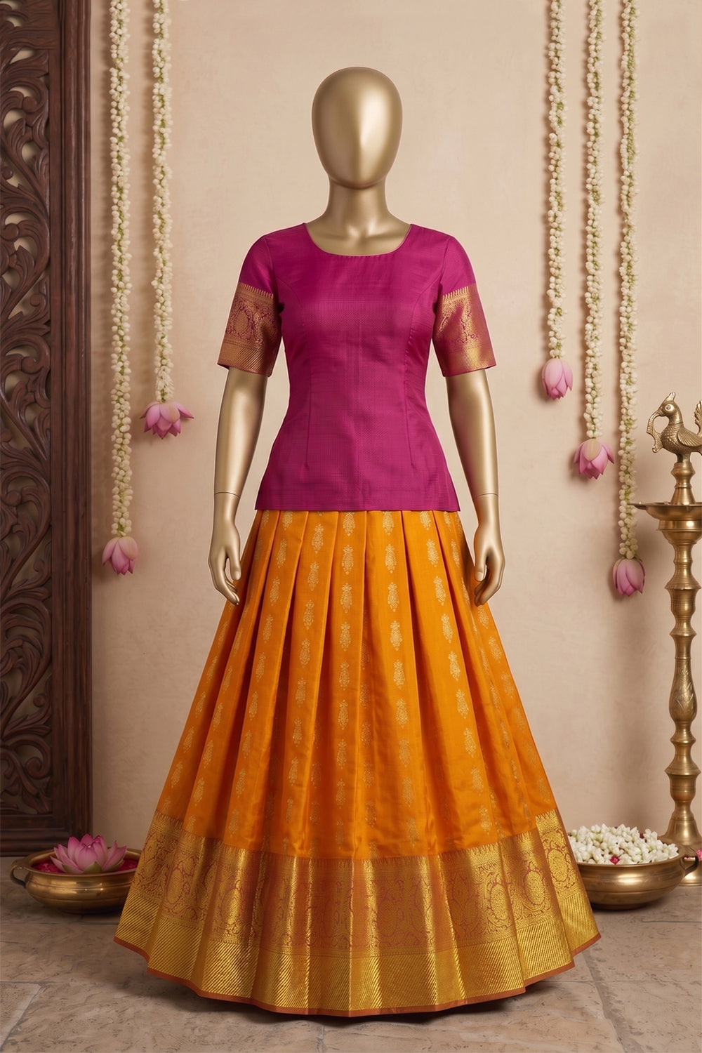 Image of Kanchipattu Pavada Unstitched Set