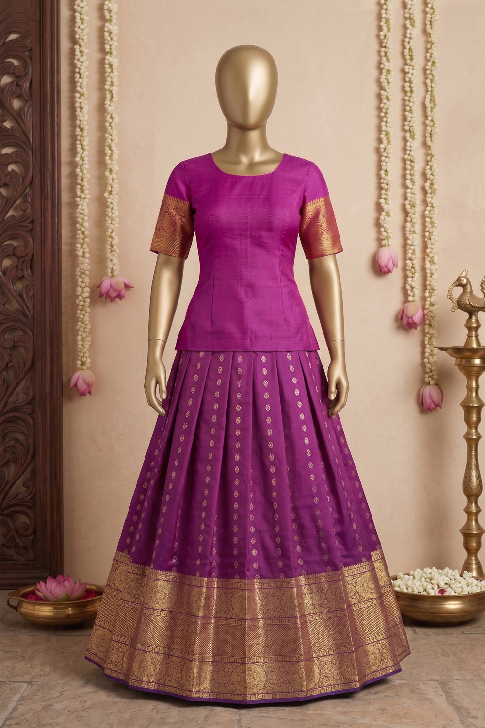 Image of Kanchipattu Pavada Unstitched Set
