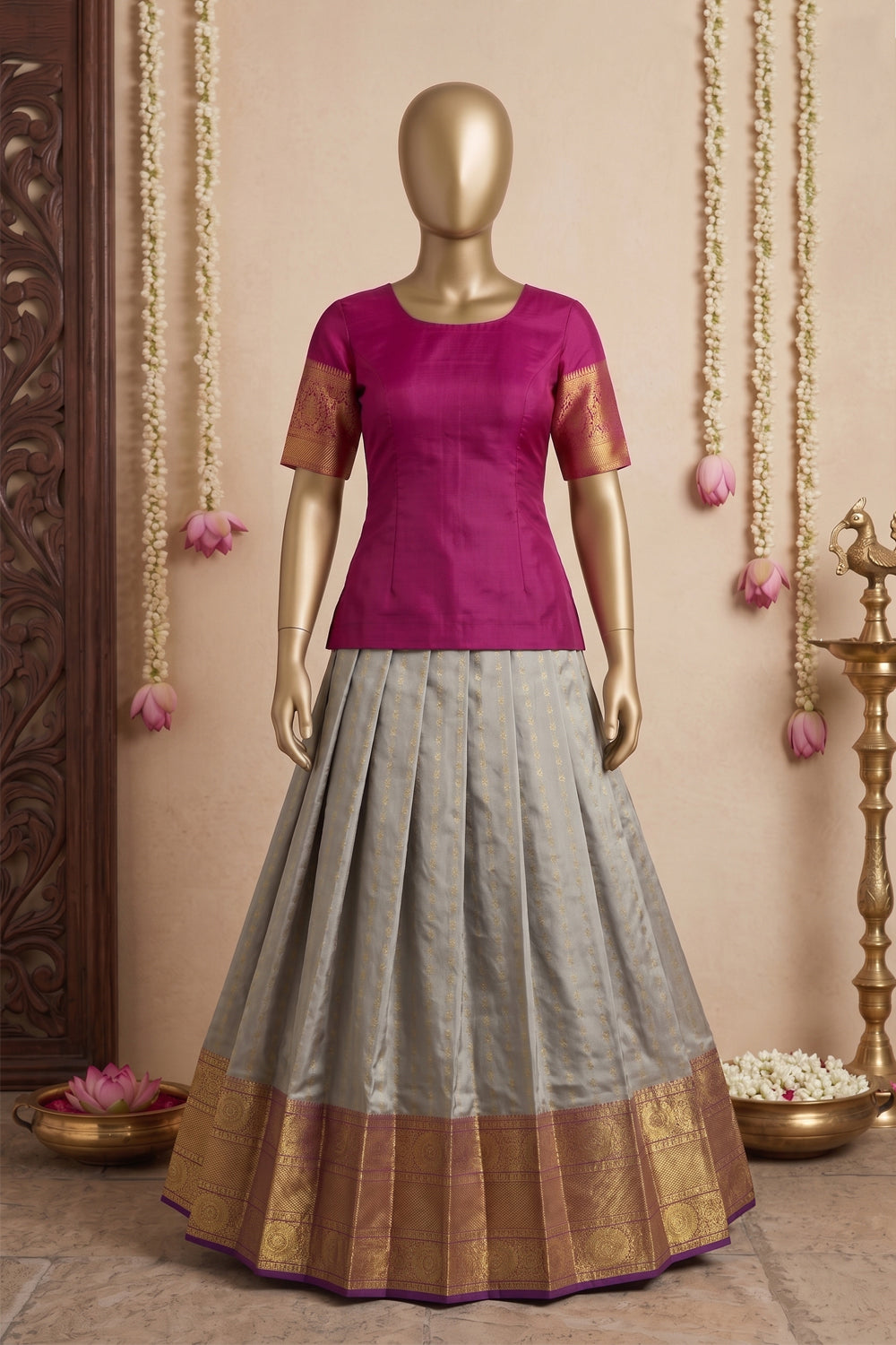 Image of Kanchipattu Pavada Unstitched Set