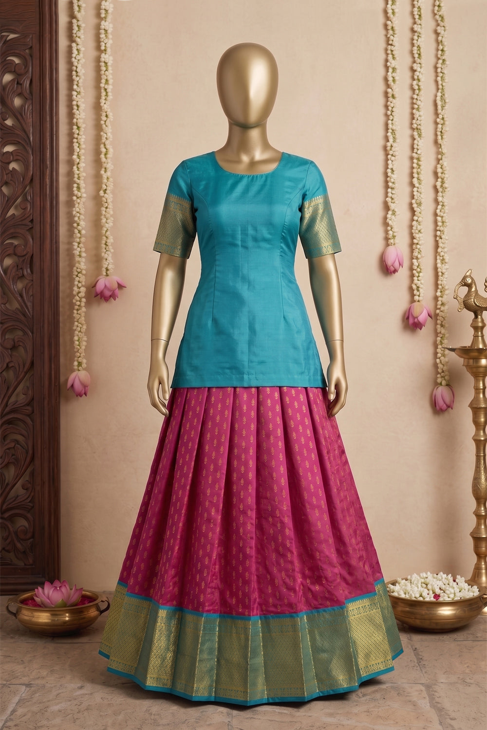 Image of Kanchipattu Pavada Unstitched Set