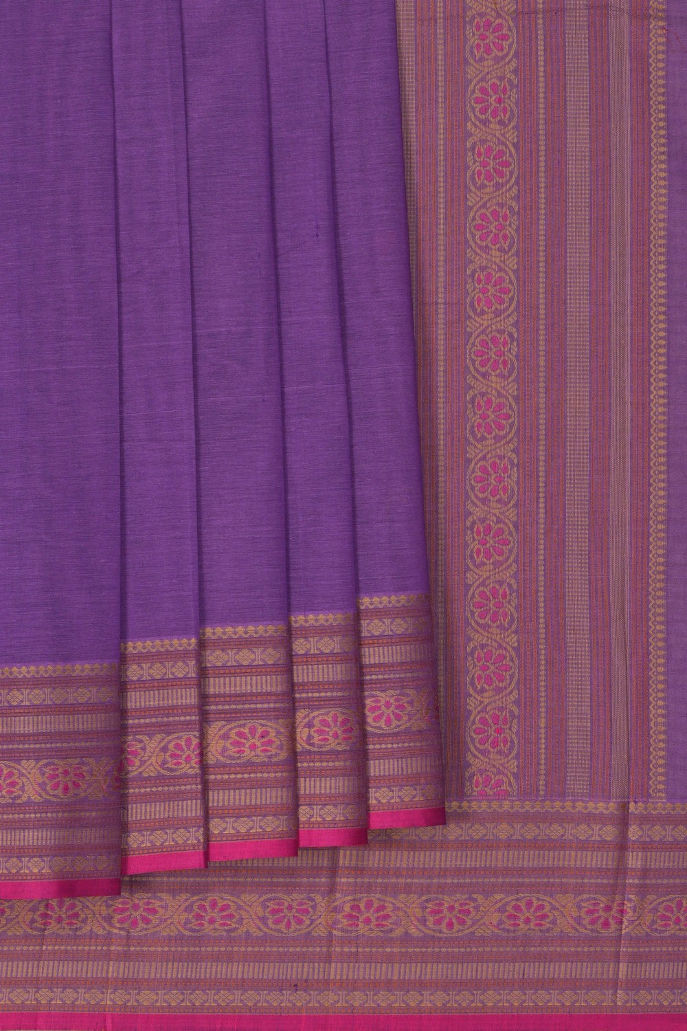 Image of South Cotton Purple Saree