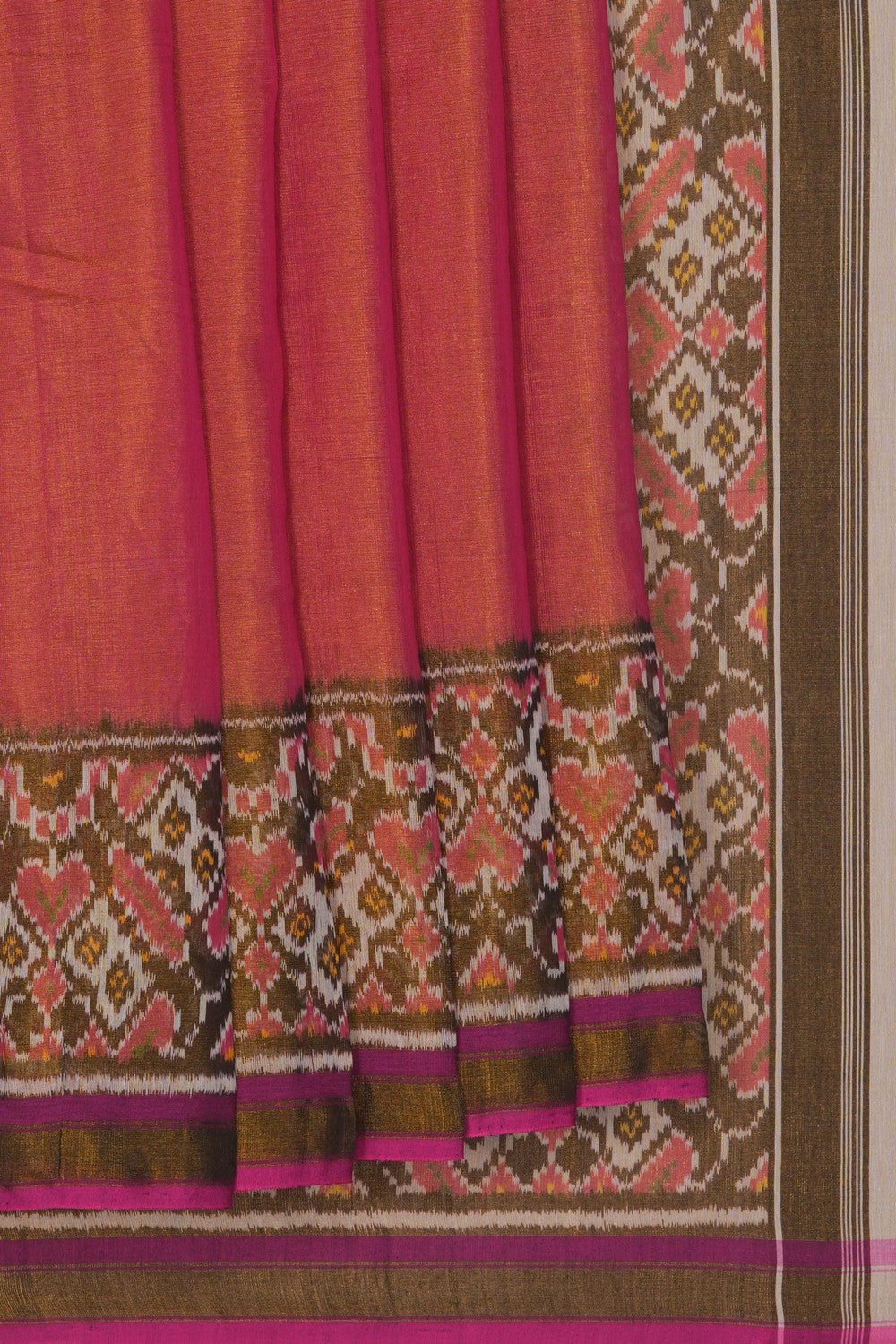 Image of Coral Pink Rajkot Tissue Silk Saree