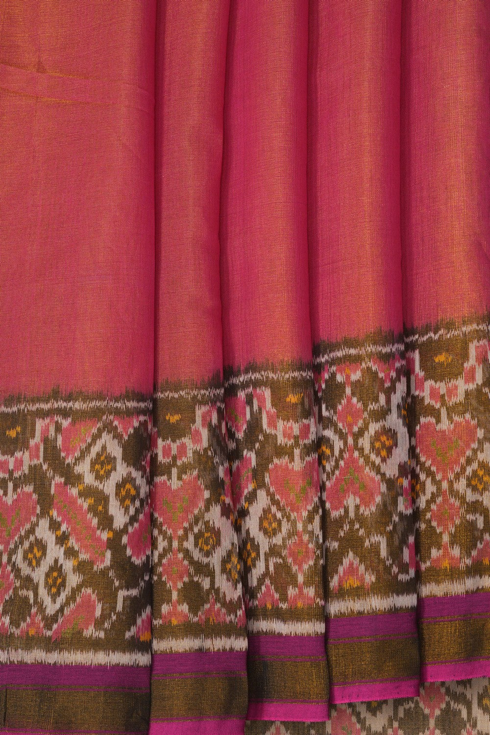 Image of Coral Pink Rajkot Tissue Silk Saree