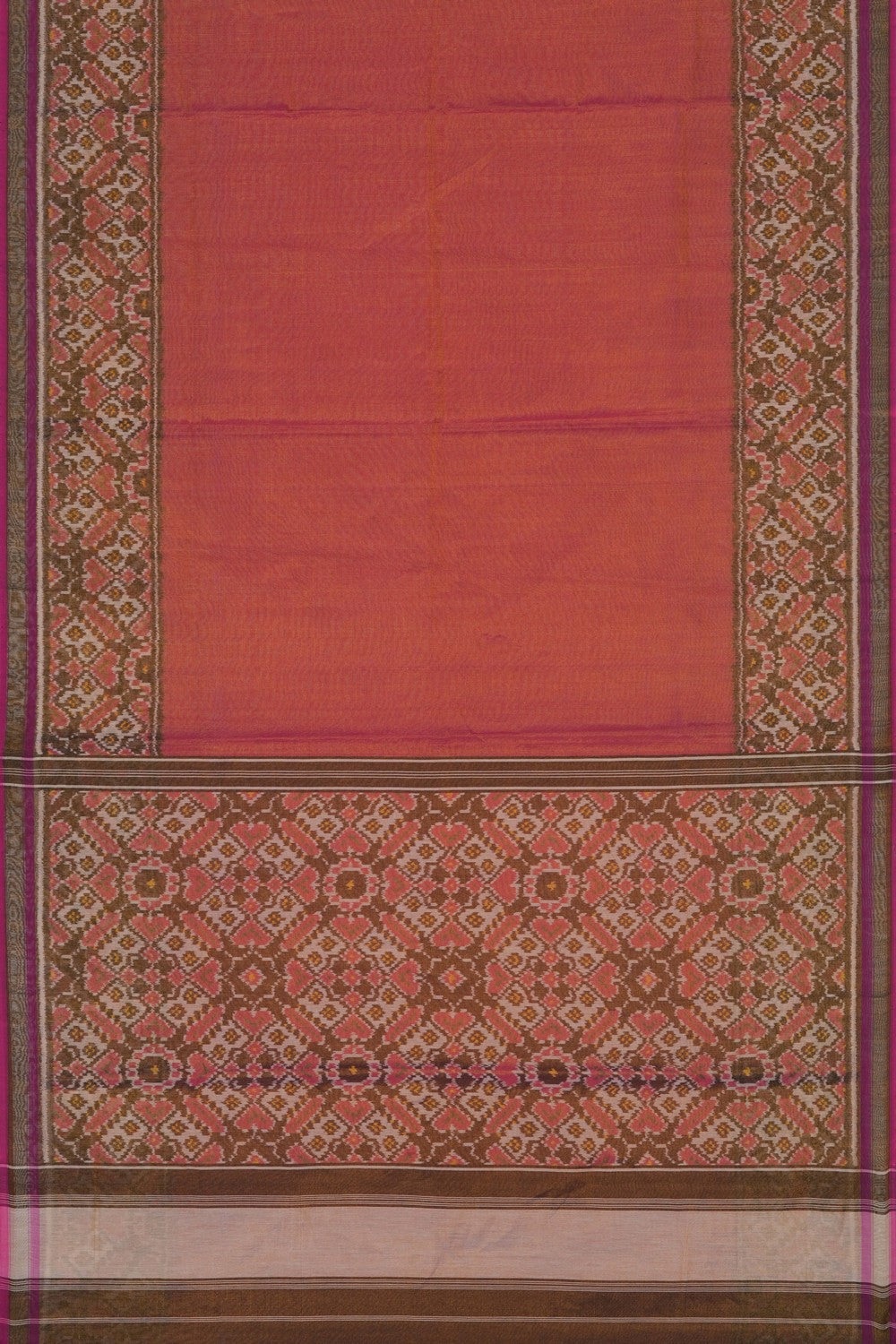 Image of Coral Pink Rajkot Tissue Silk Saree