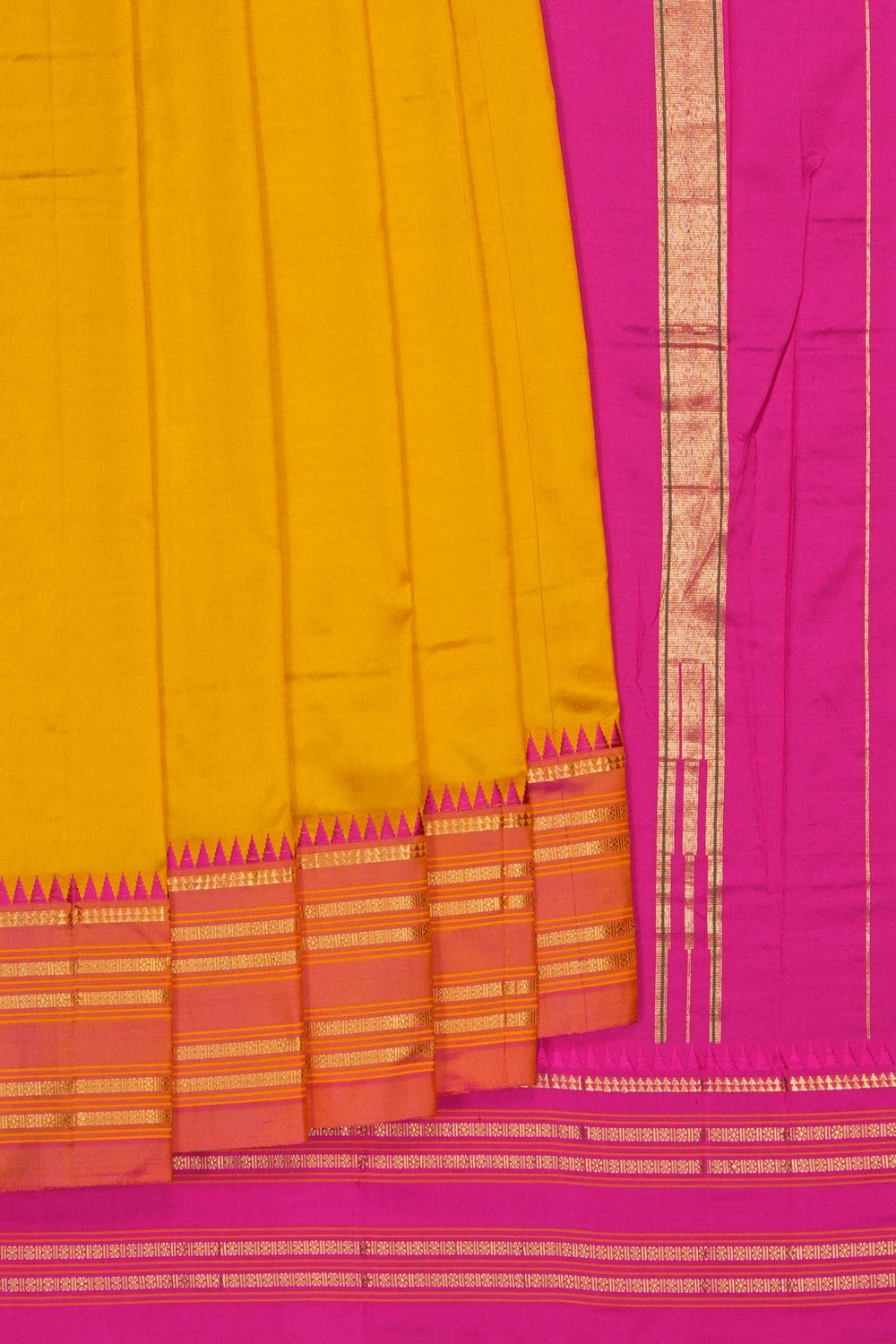 Image of Narayanpet Silk Mustard Saree