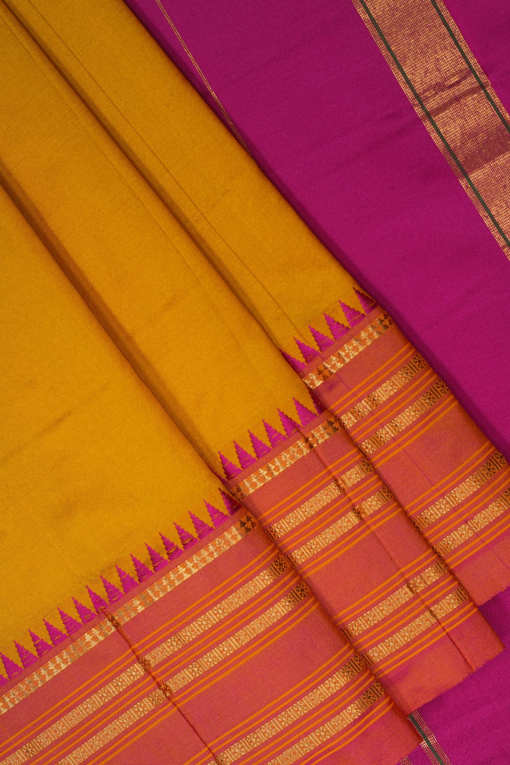 Image of Narayanpet Silk Mustard Saree