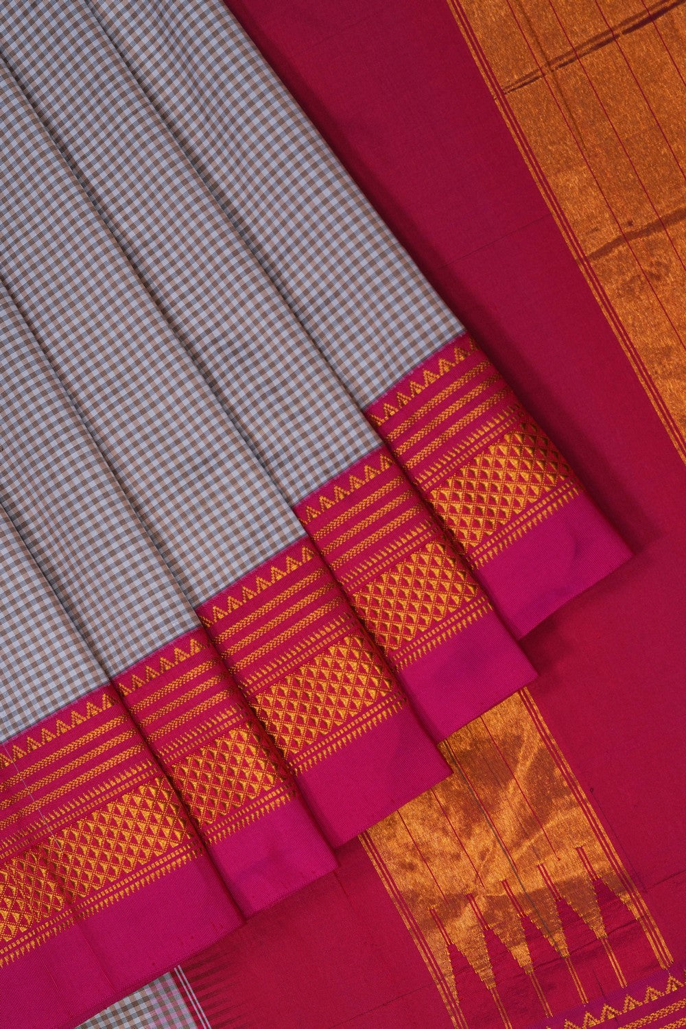 Image of Narayanpet Silk Grey Saree