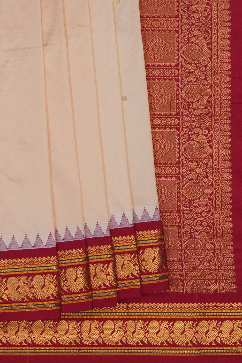 Image of Narayanpet Silk Cream Saree