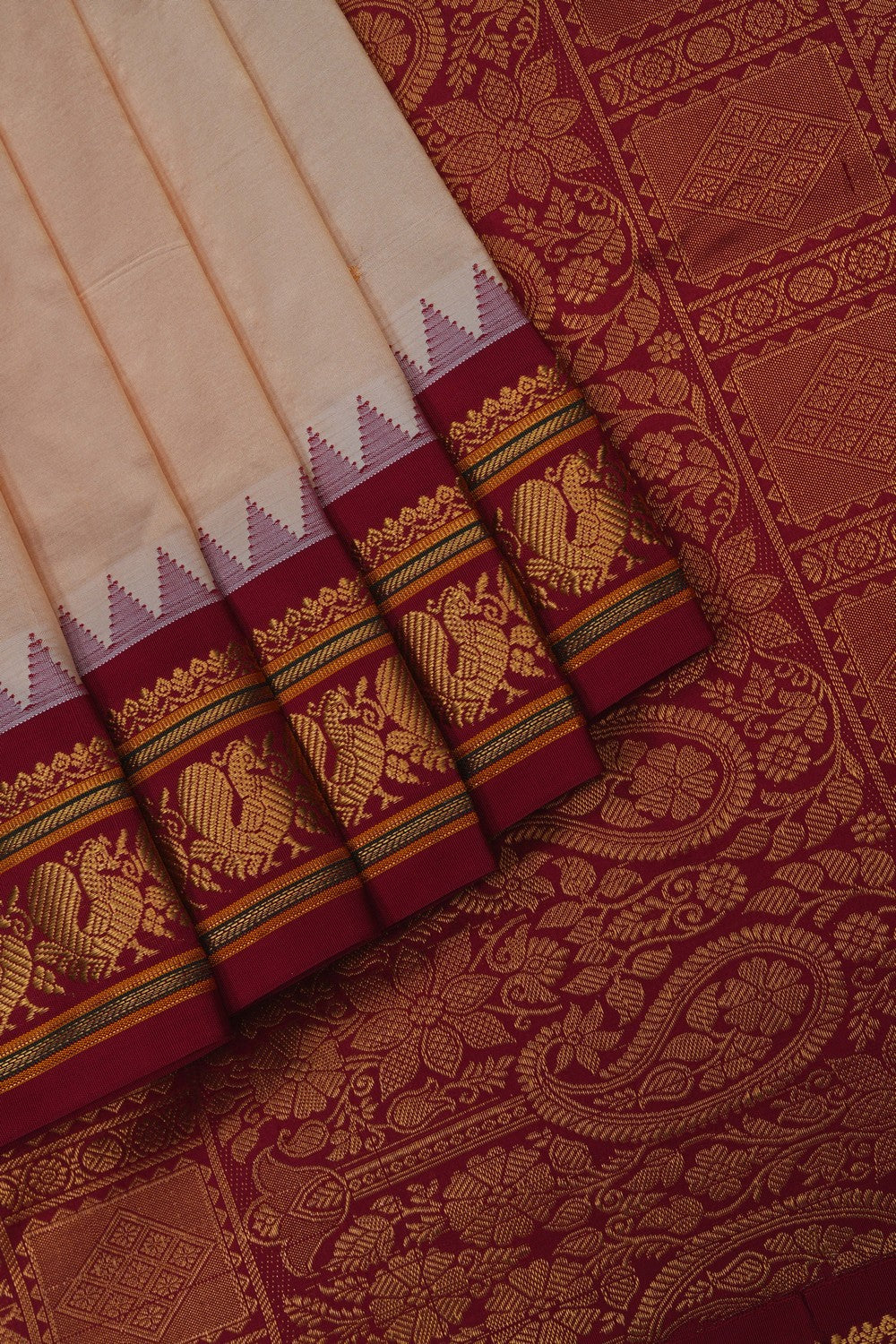 Image of Narayanpet Silk Cream Saree