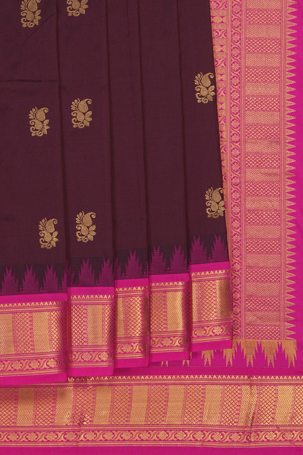 Image of Narayanpet Silk Brown Saree